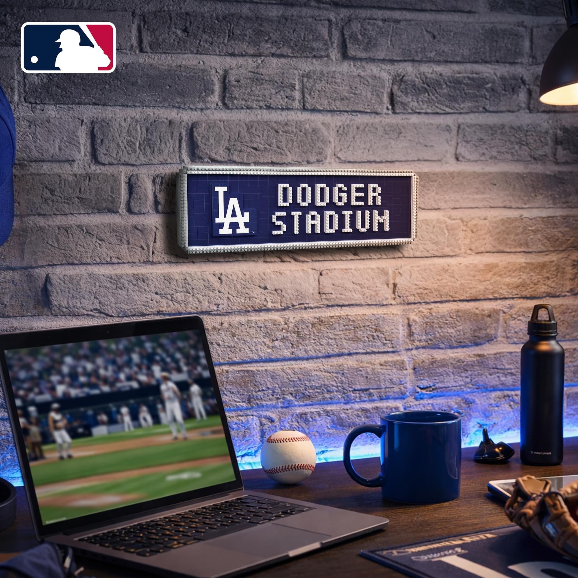 MLB Los Angeles Dodgers 3D BRXLZ Stadium Street Sign Approx 698 Piece Building Set