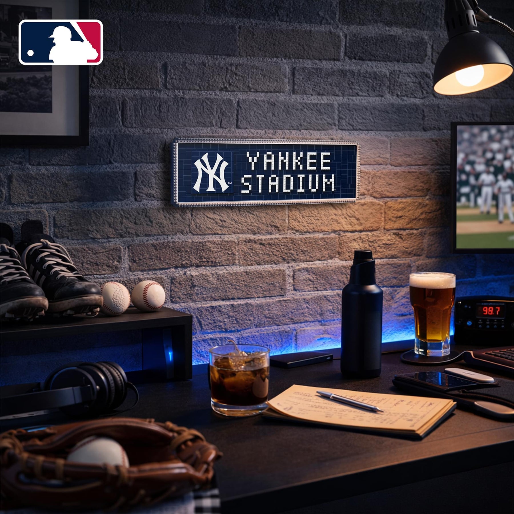 MLB New York Yankees 3D BRXLZ Stadium Street Sign Approx 688 Piece Building Set