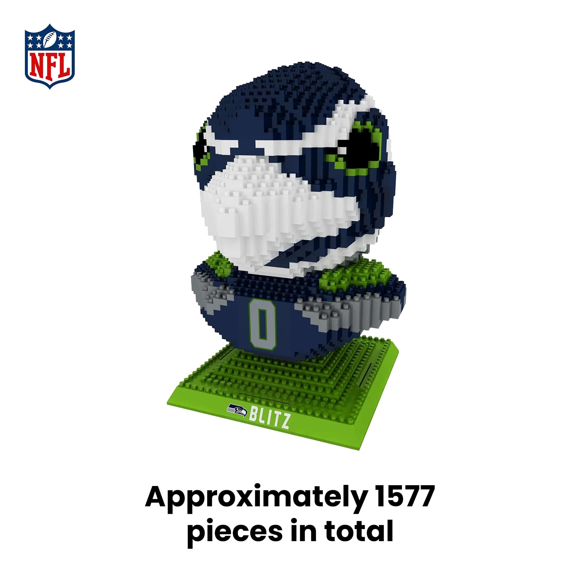 Seattle Seahawks NFL BRXLZ Mascot Bust 1557-Piece Building Block Set