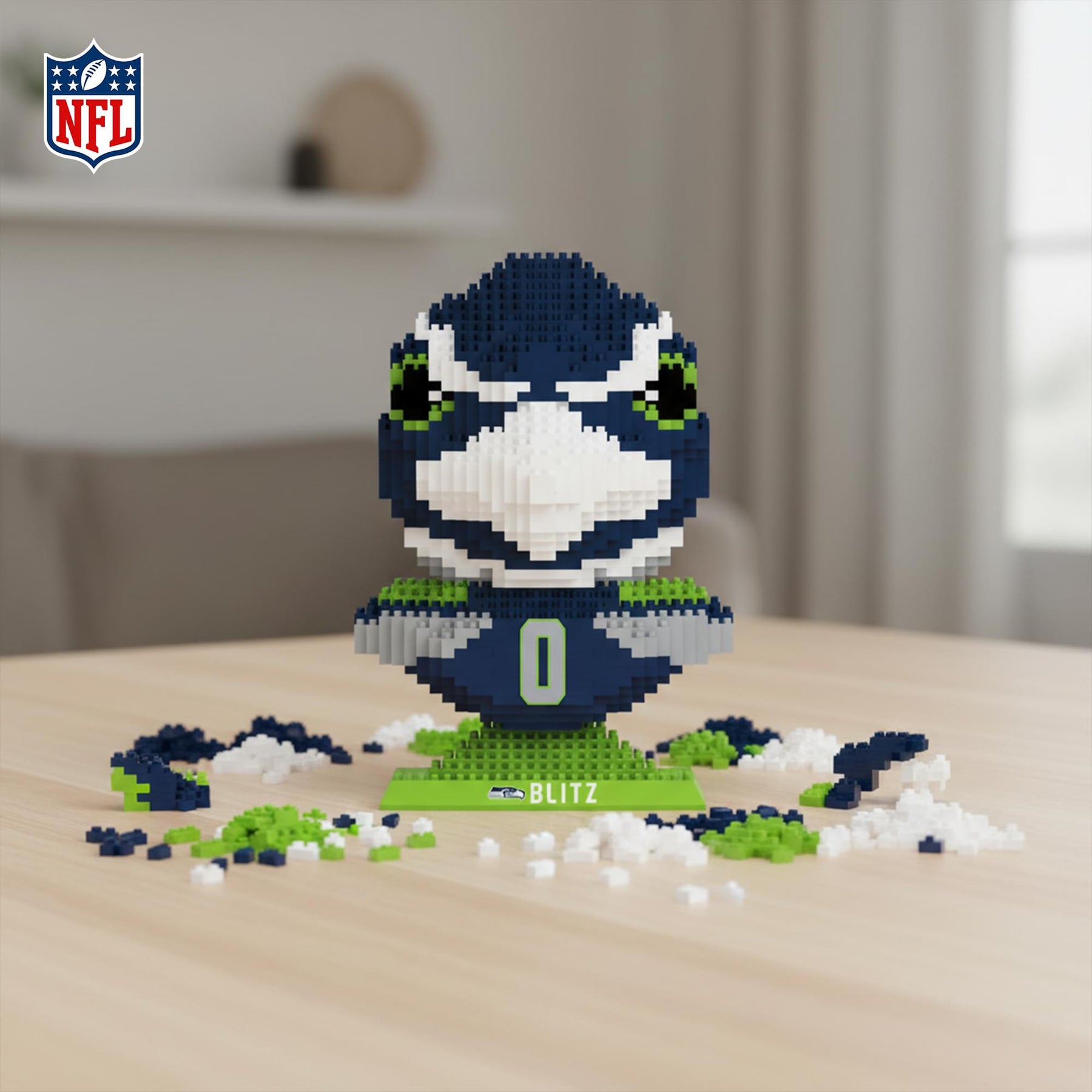 Seattle Seahawks NFL BRXLZ Mascot Bust 1557-Piece Building Block Set