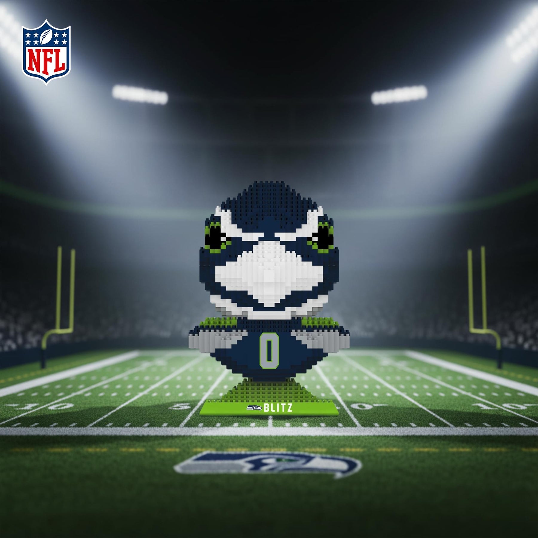 Seattle Seahawks NFL BRXLZ Mascot Bust 1557-Piece Building Block Set