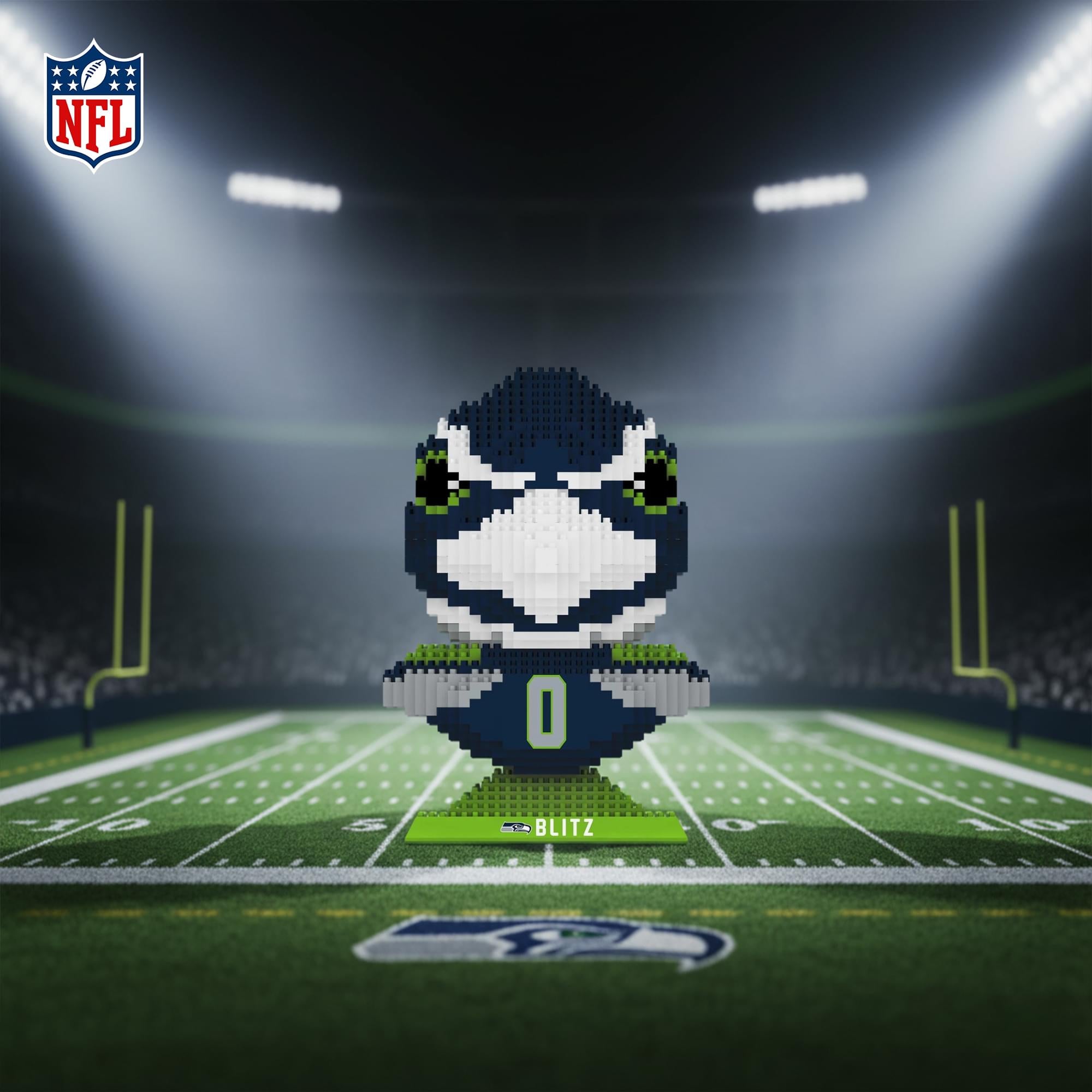 Seattle Seahawks NFL BRXLZ Mascot Bust 1557-Piece Building Block Set