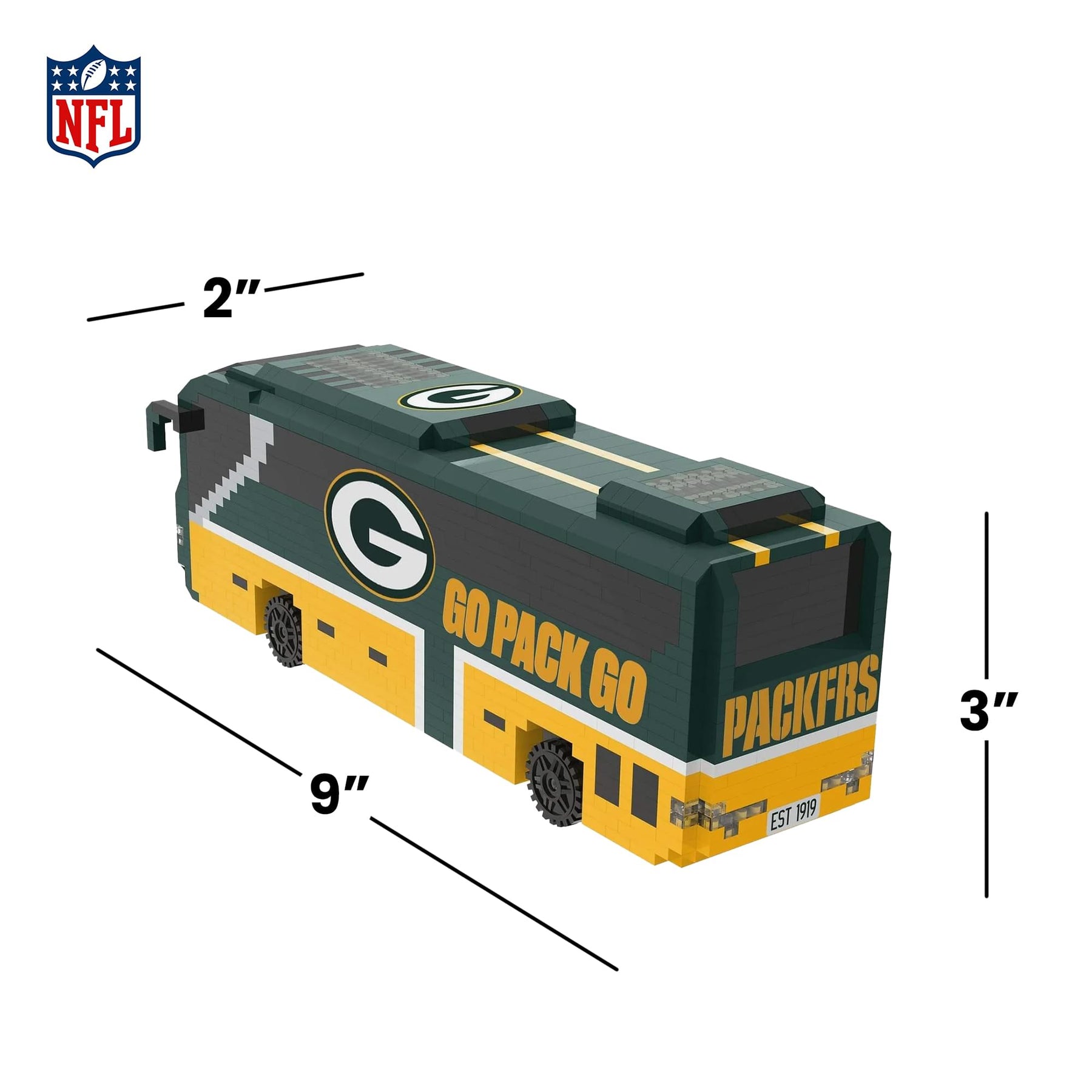 Green Bay Packers NFL BRXLZ Team Bus 1235-Piece Building Block Set