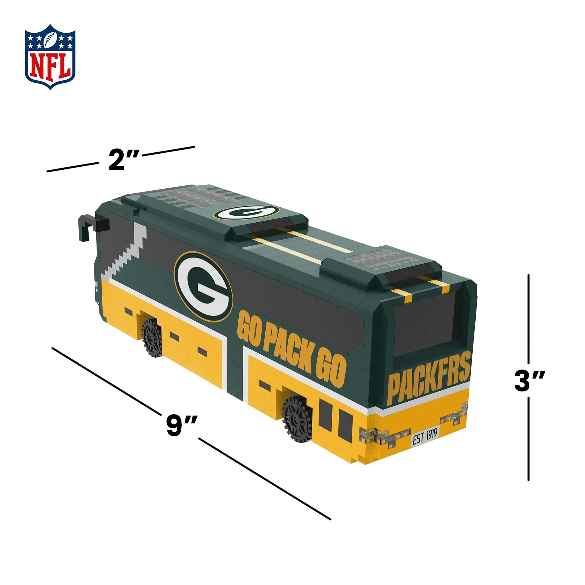 Green Bay Packers NFL BRXLZ Team Bus 1235-Piece Building Block Set