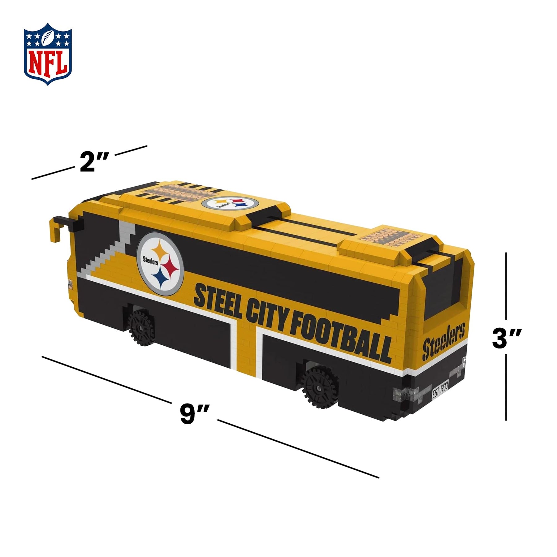 Pittsburgh Steelers NFL BRXLZ Team Bus 1235-Piece Building Block Set