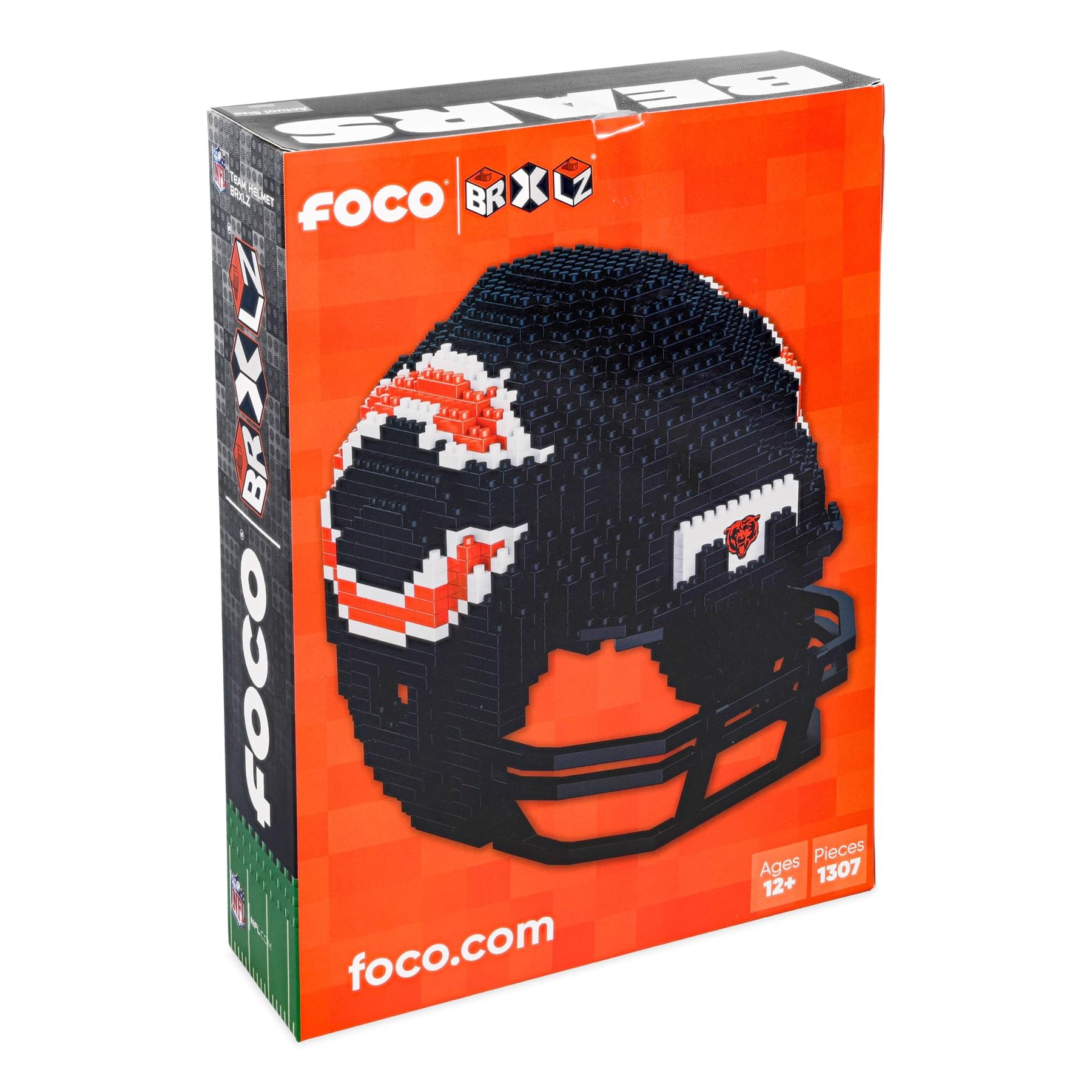foco brxlz football helmet piece placement Chicago Bears NFL BRXLZ Helmet Building Set