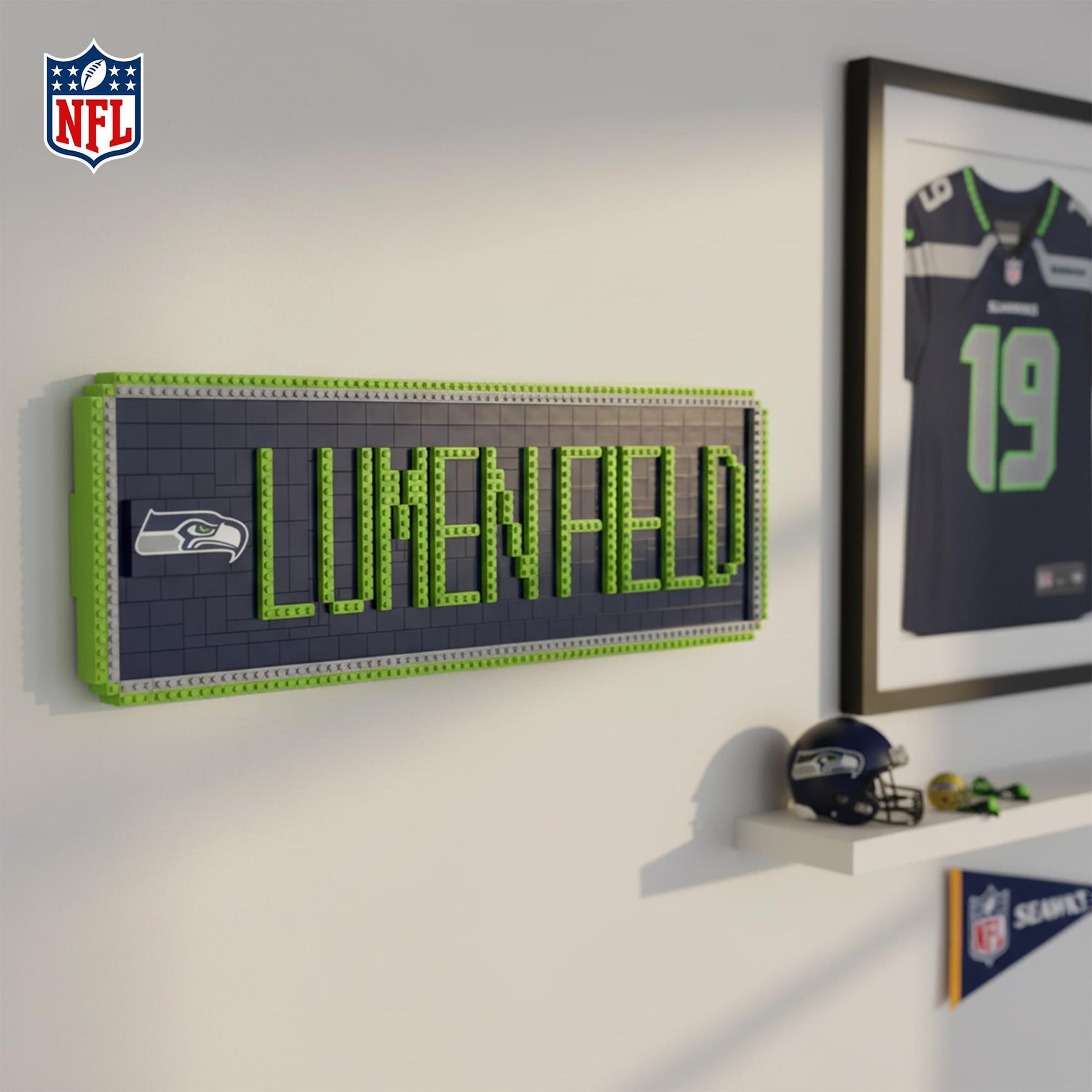 Seattle Seahawks 3D BRXLZ Stadium Street Sign Approx 626 Piece Building Set