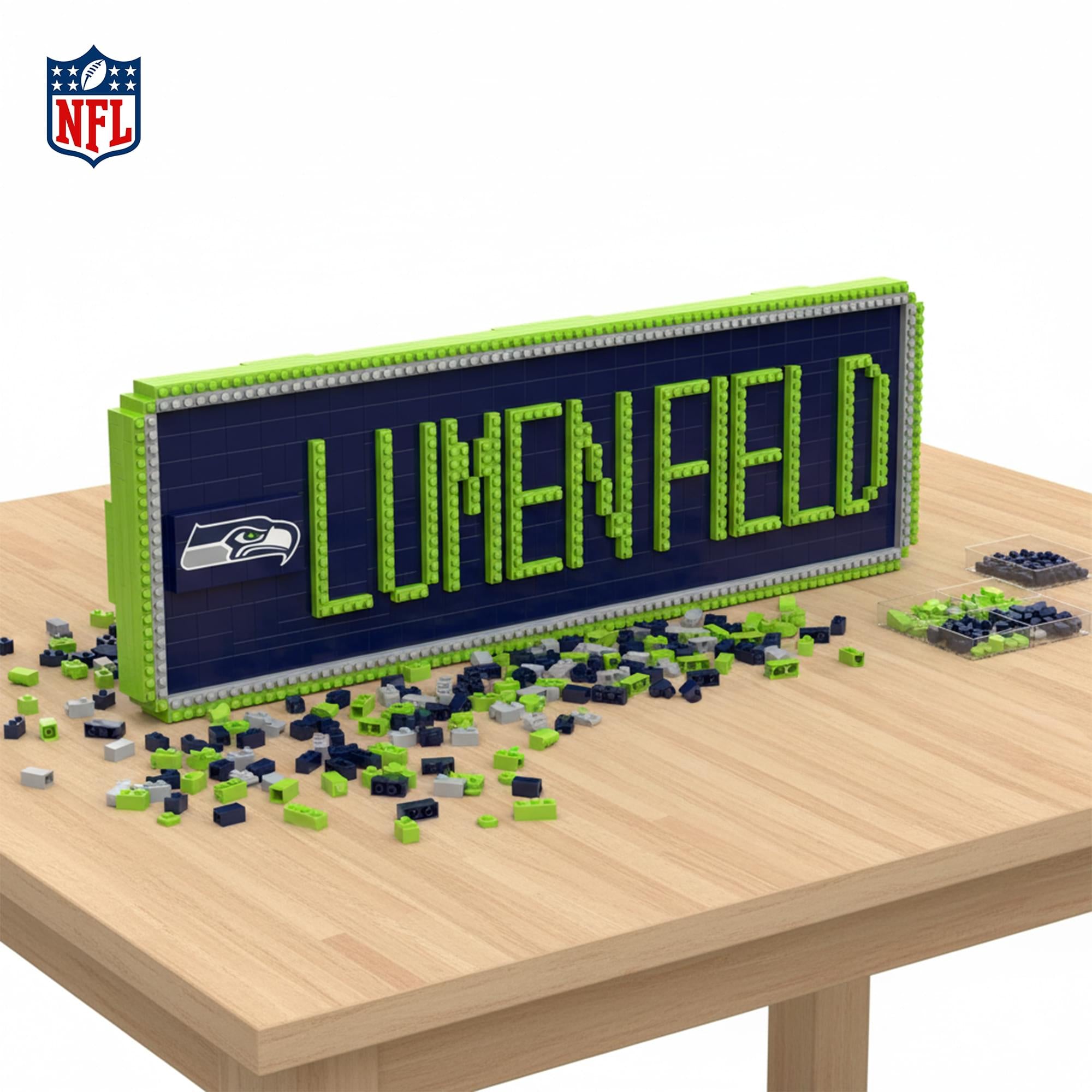 Seattle Seahawks 3D BRXLZ Stadium Street Sign Approx 626 Piece Building Set