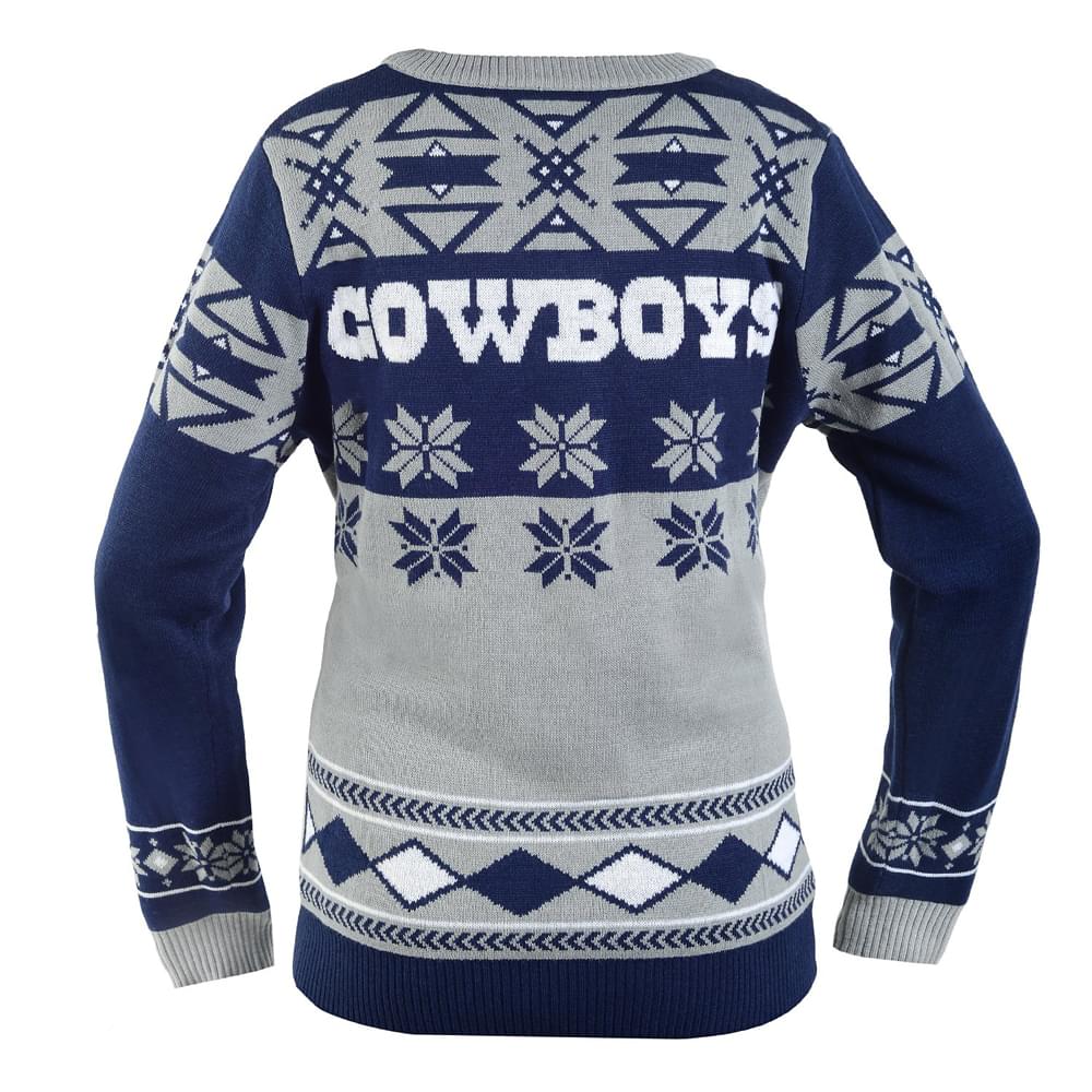 Dallas Cowboys NFL Women's Big Logo V-Neck Ugly Christmas Sweater