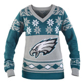 Philadelphia Eagles NFL Women's Big Logo V-Neck Ugly Christmas Sweater