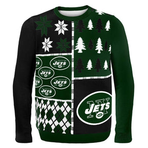 New York Jets Busy Block NFL Ugly Sweater