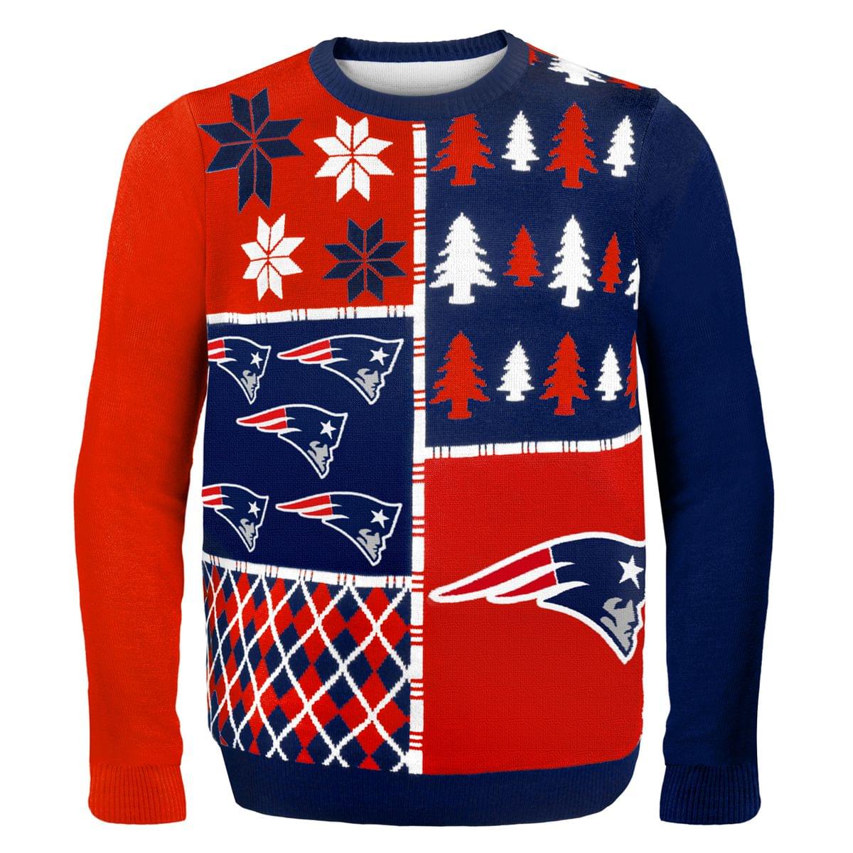 New England Patriots Busy Block NFL Ugly Sweater