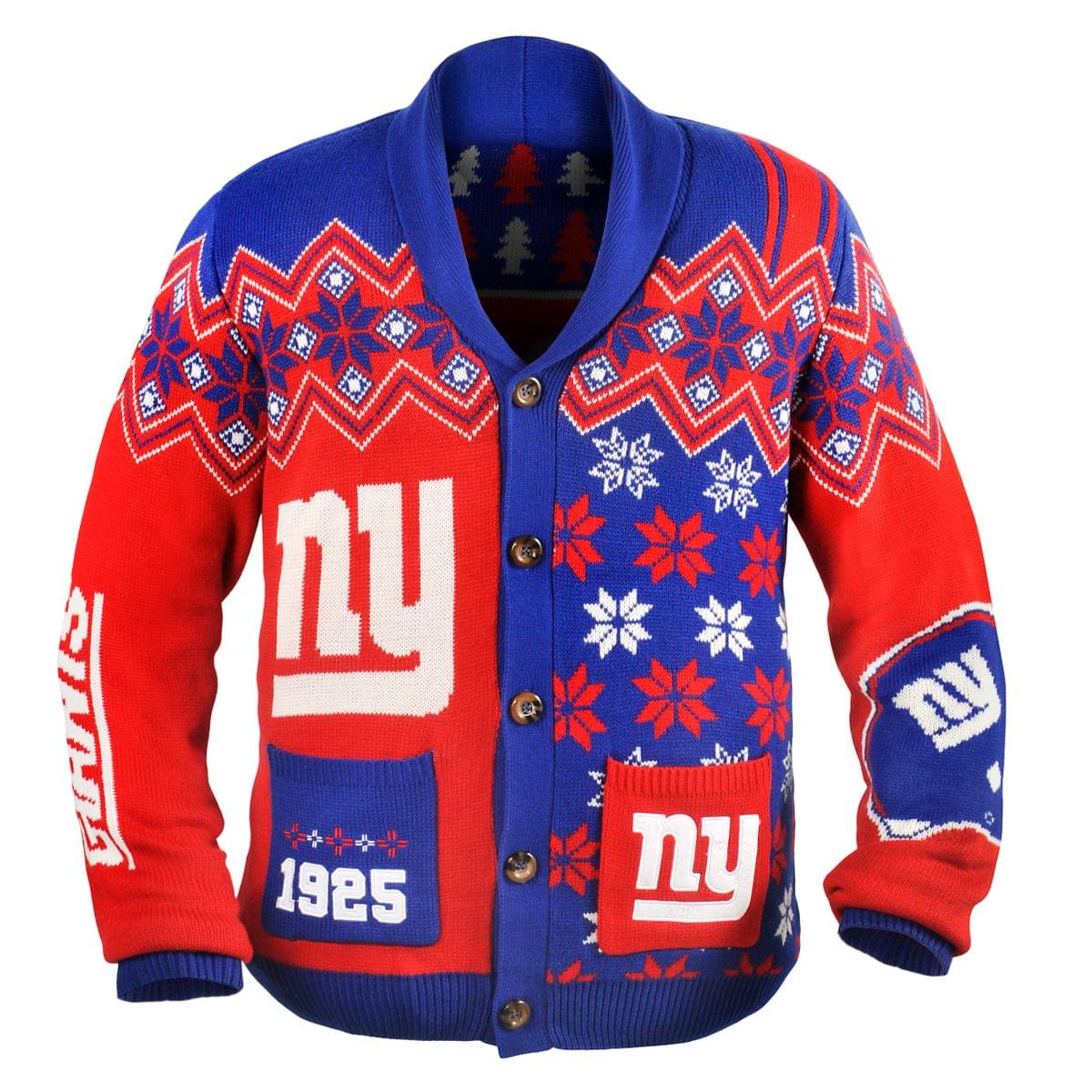 New York Giants NFL Adult Ugly Cardigan Sweater