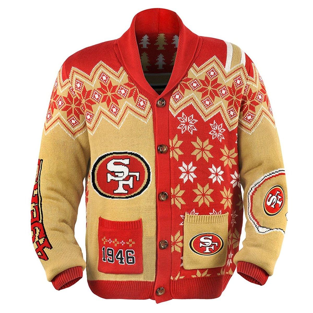 San Francisco 49Ers NFL Adult Ugly Cardigan Sweater
