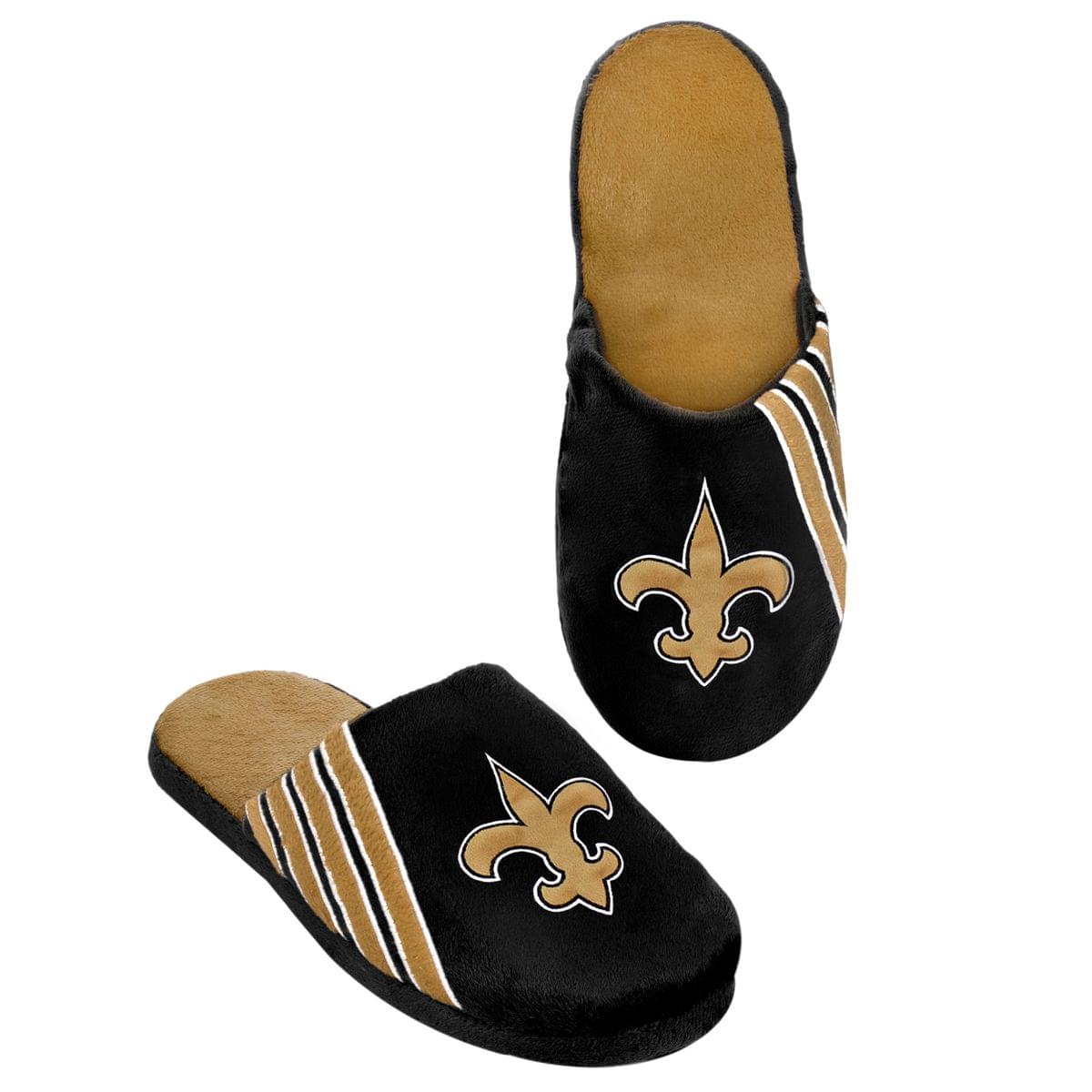 New Orleans Saints NFL Team Stripe Adult Logo Slippers TPR Hard Sole