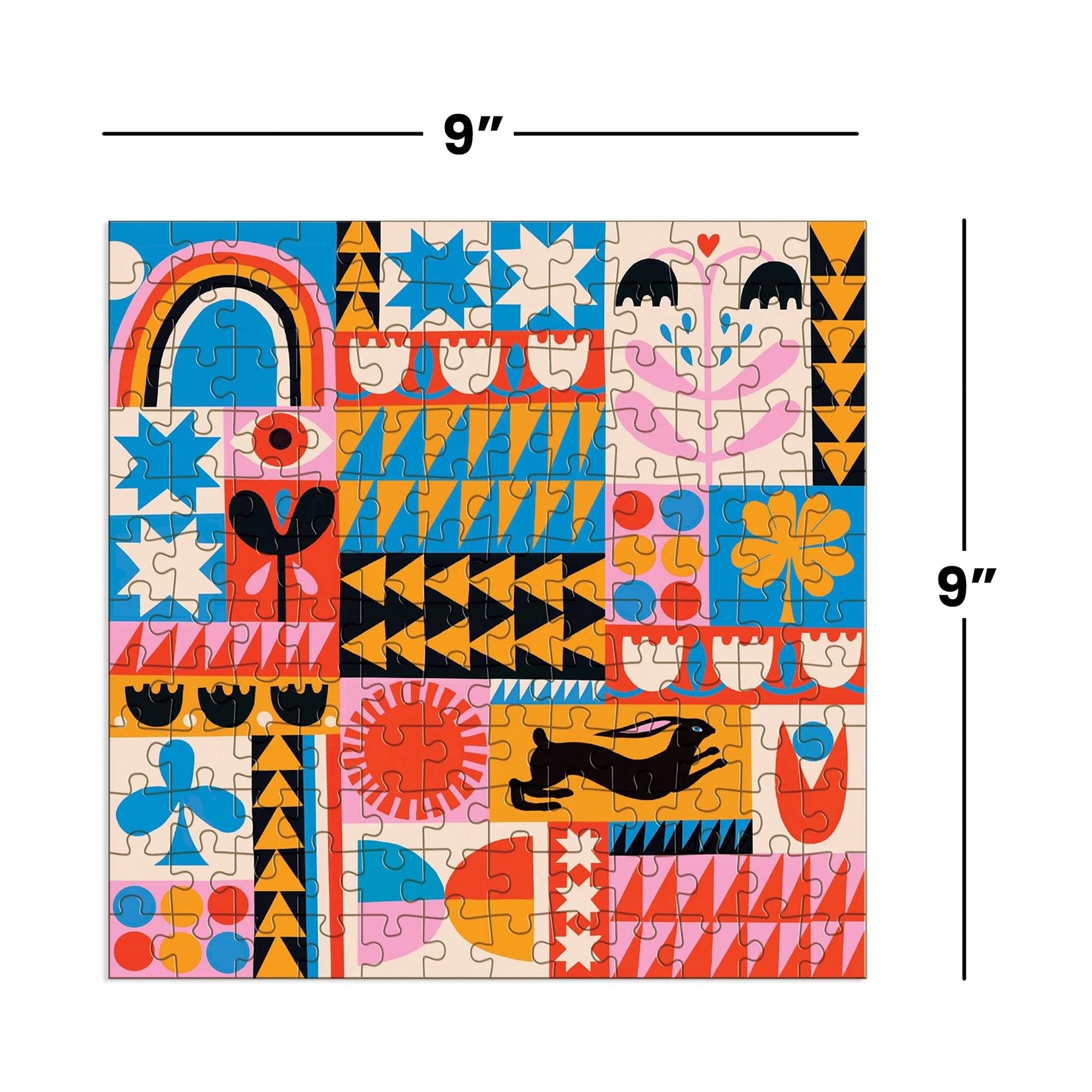 Lisa Congdon Rabbit Quilt 144-Piece Wood Jigsaw Puzzle