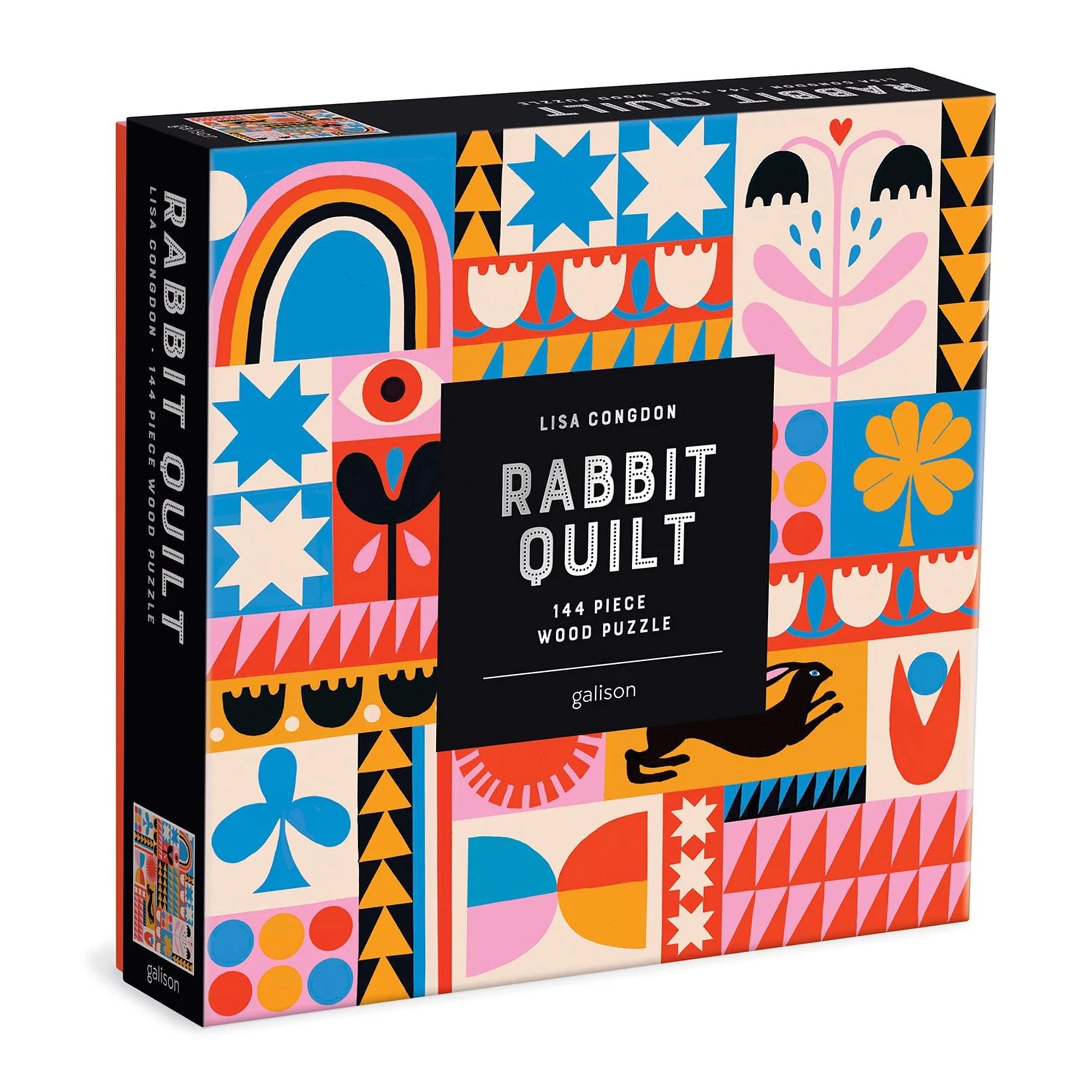 Lisa Congdon Rabbit Quilt 144-Piece Wood Jigsaw Puzzle