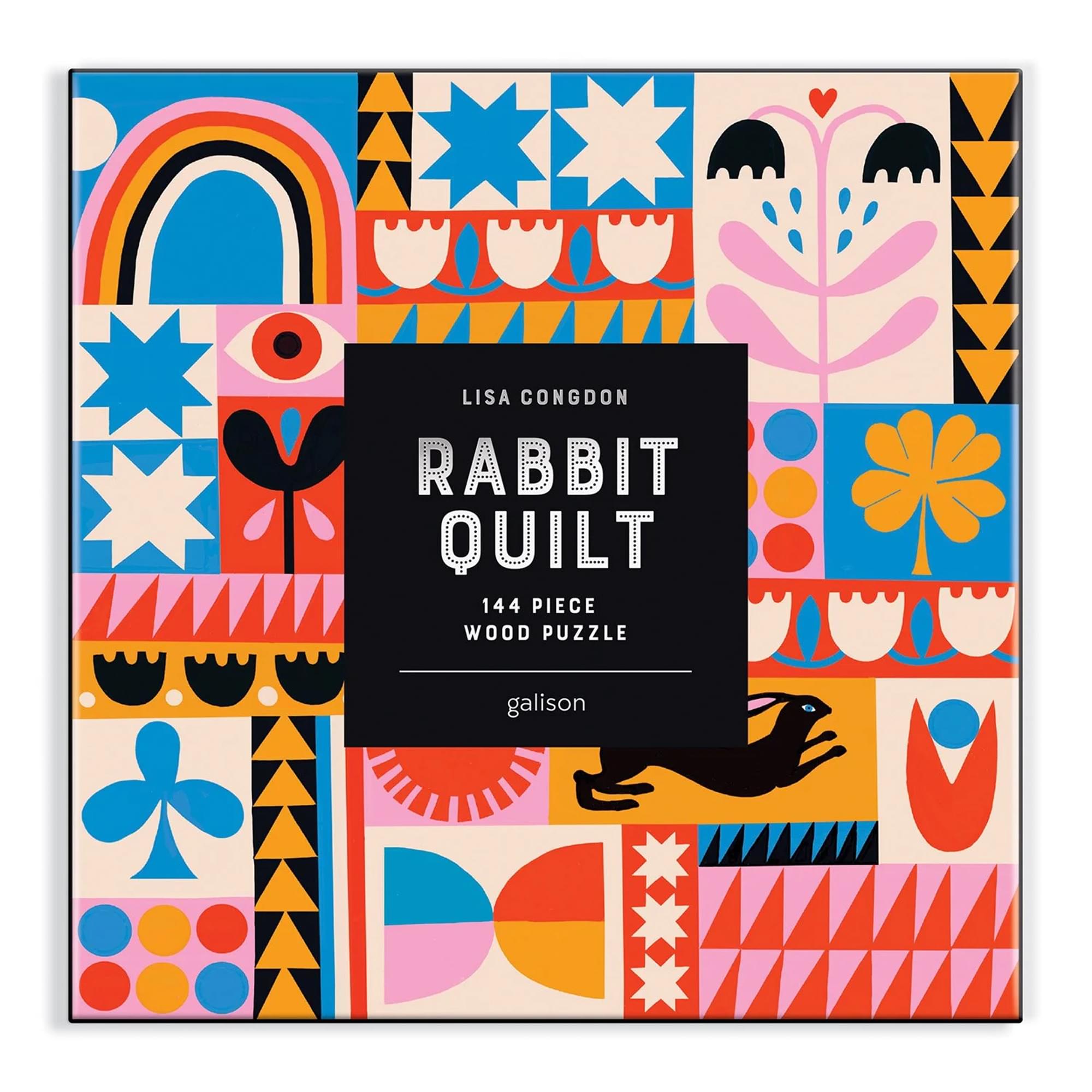Lisa Congdon Rabbit Quilt 144-Piece Wood Jigsaw Puzzle