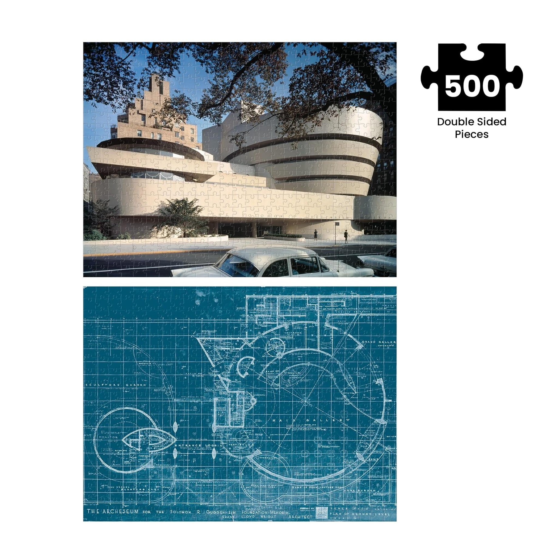Frank Lloyd Wright Guggenheim 2-Sided 500 Piece Jigsaw Puzzle