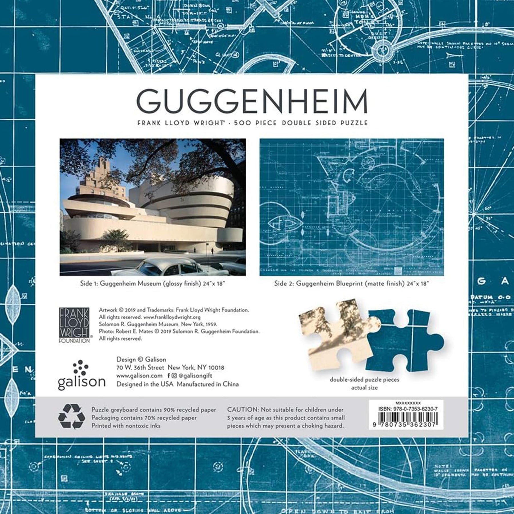 Frank Lloyd Wright Guggenheim 2-Sided 500 Piece Jigsaw Puzzle