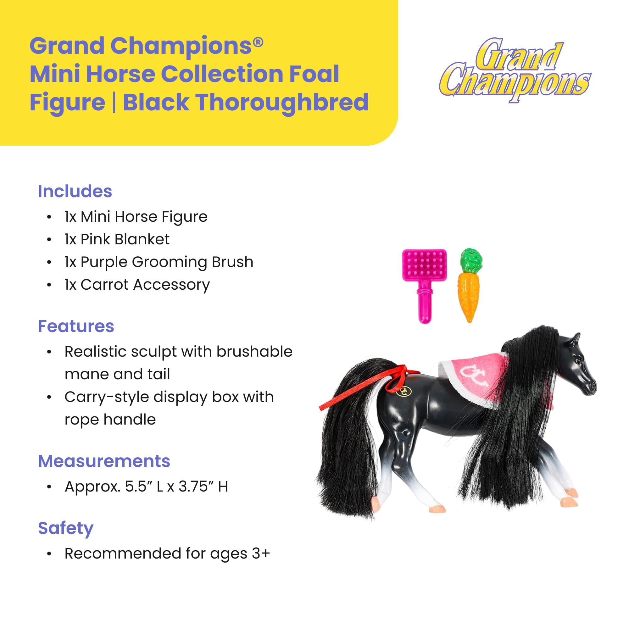Grand Champions Mini Horse Collection Foal Figure | Black Thoroughbred