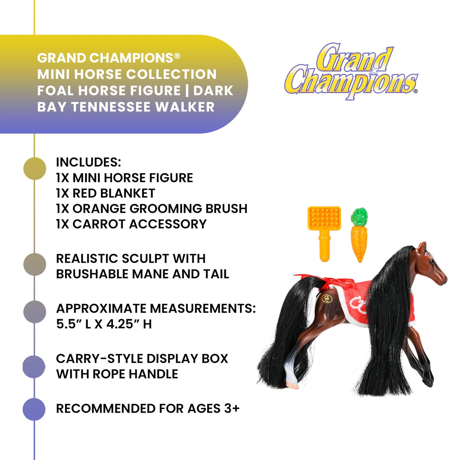 Grand Champions Mini Horse Collection Foal Figure | Dark Bay Tennessee Walker