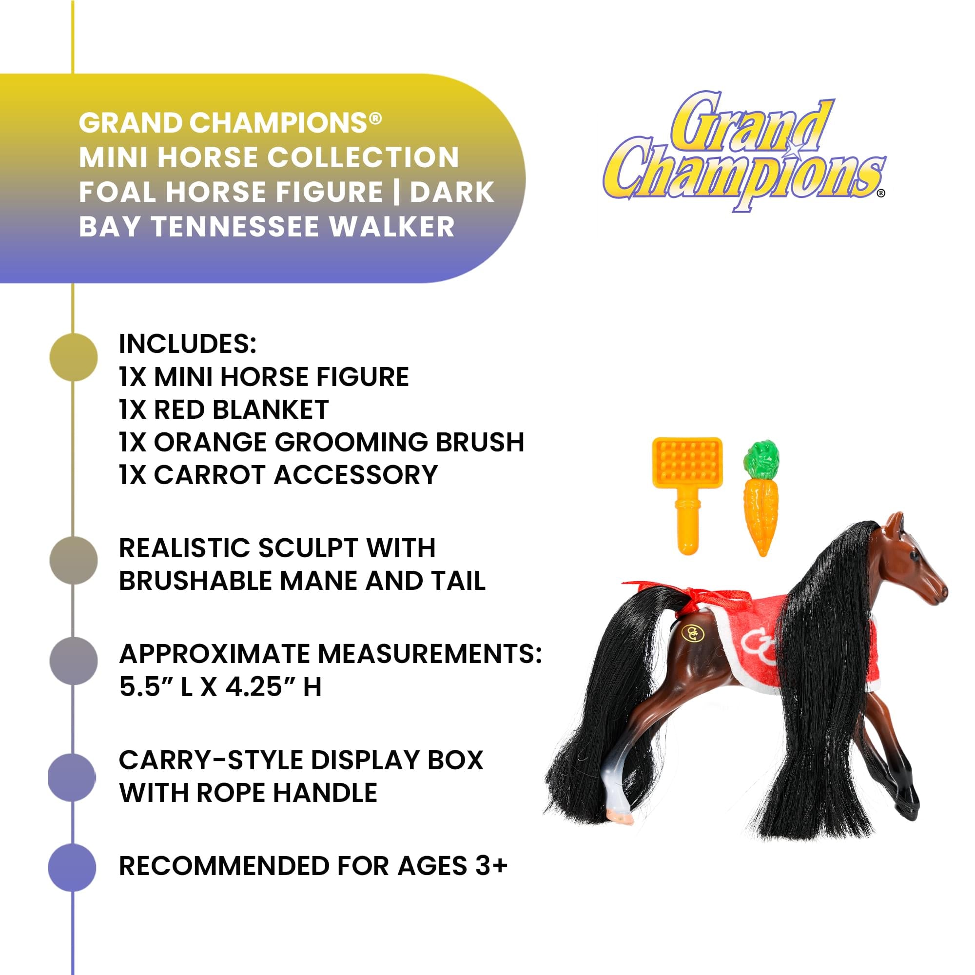 Grand Champions Mini Horse Collection Foal Figure | Dark Bay Tennessee Walker