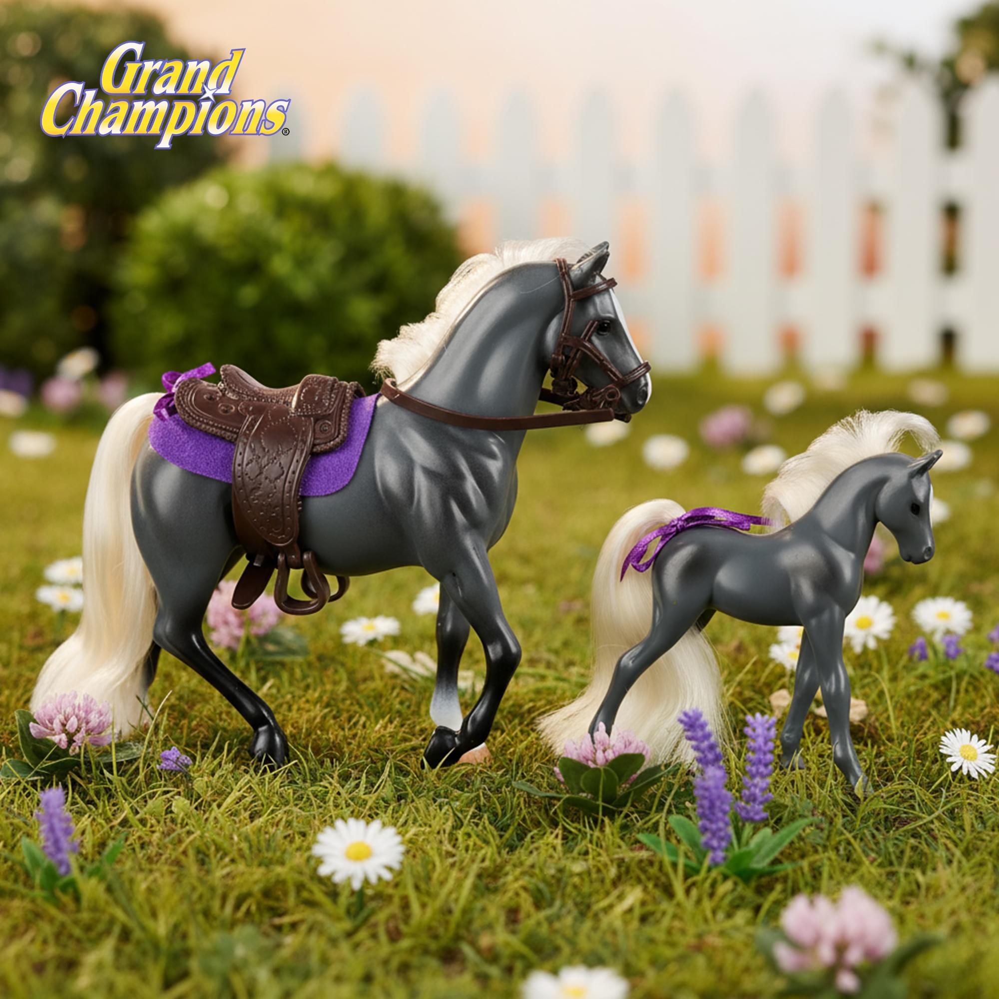 Grand Champions Premium Stallion Collection Set Of 2 | Grey Tennessee Walker