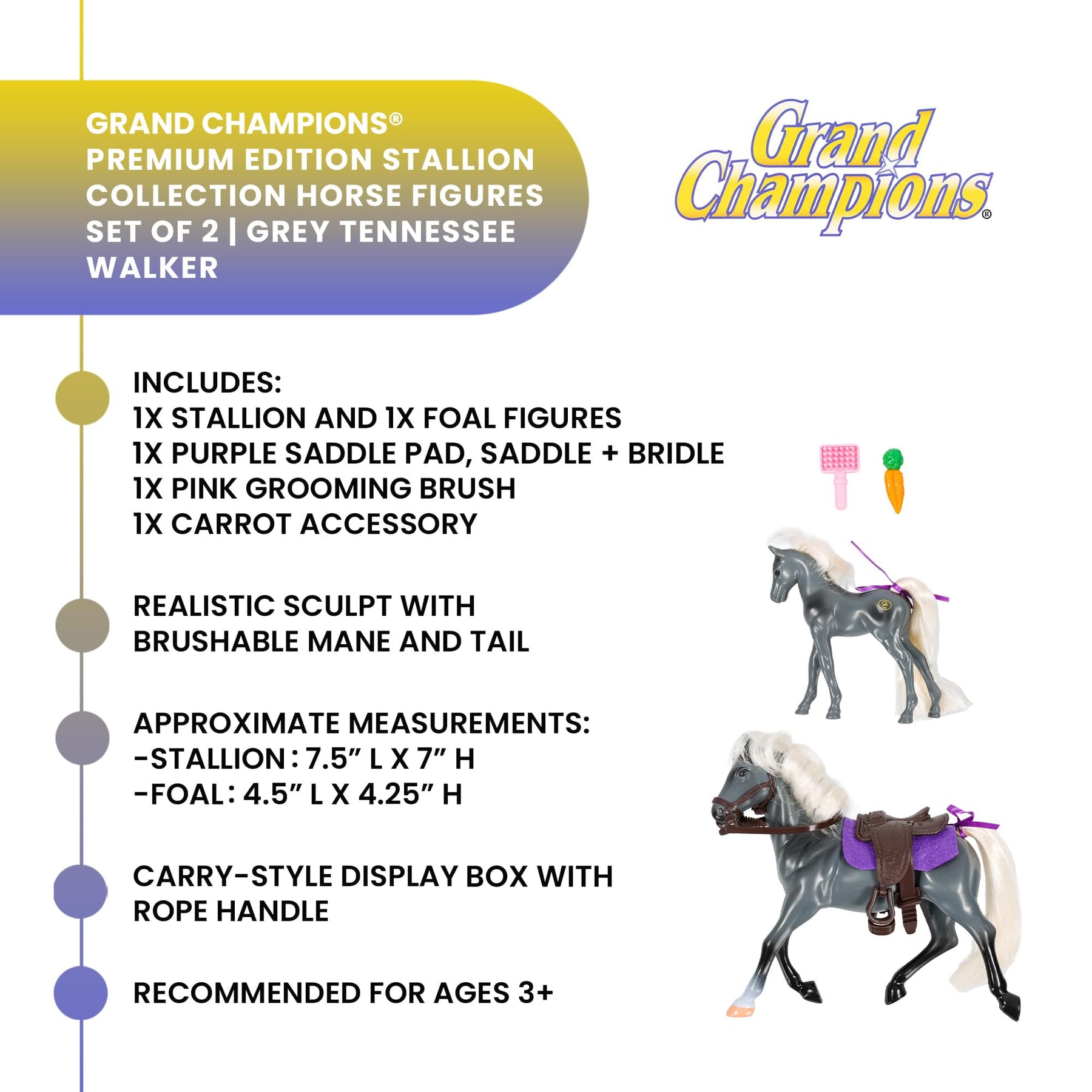 Grand Champions Premium Stallion Collection Set Of 2 | Grey Tennessee Walker