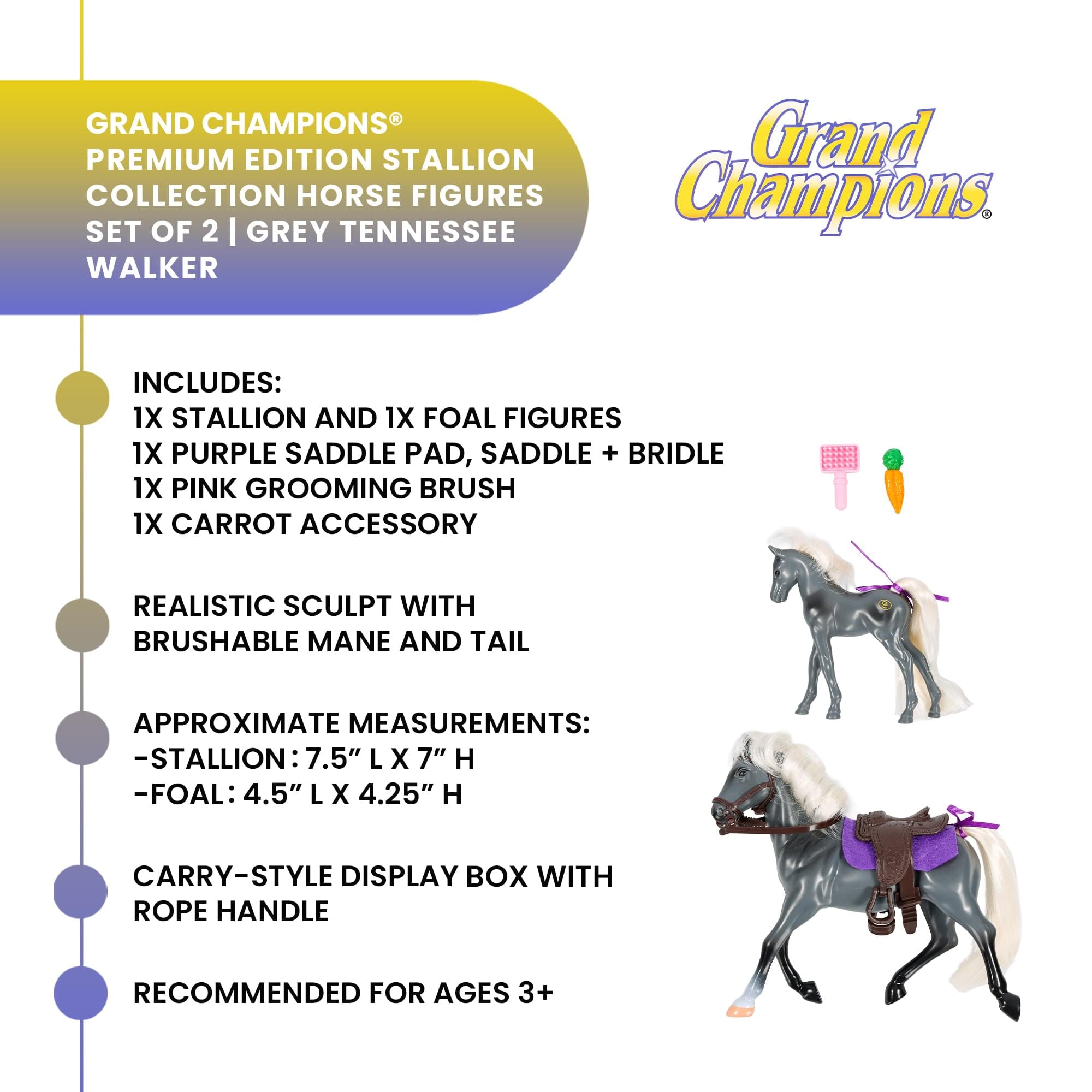 Grand Champions Premium Stallion Collection Set Of 2 | Grey Tennessee Walker