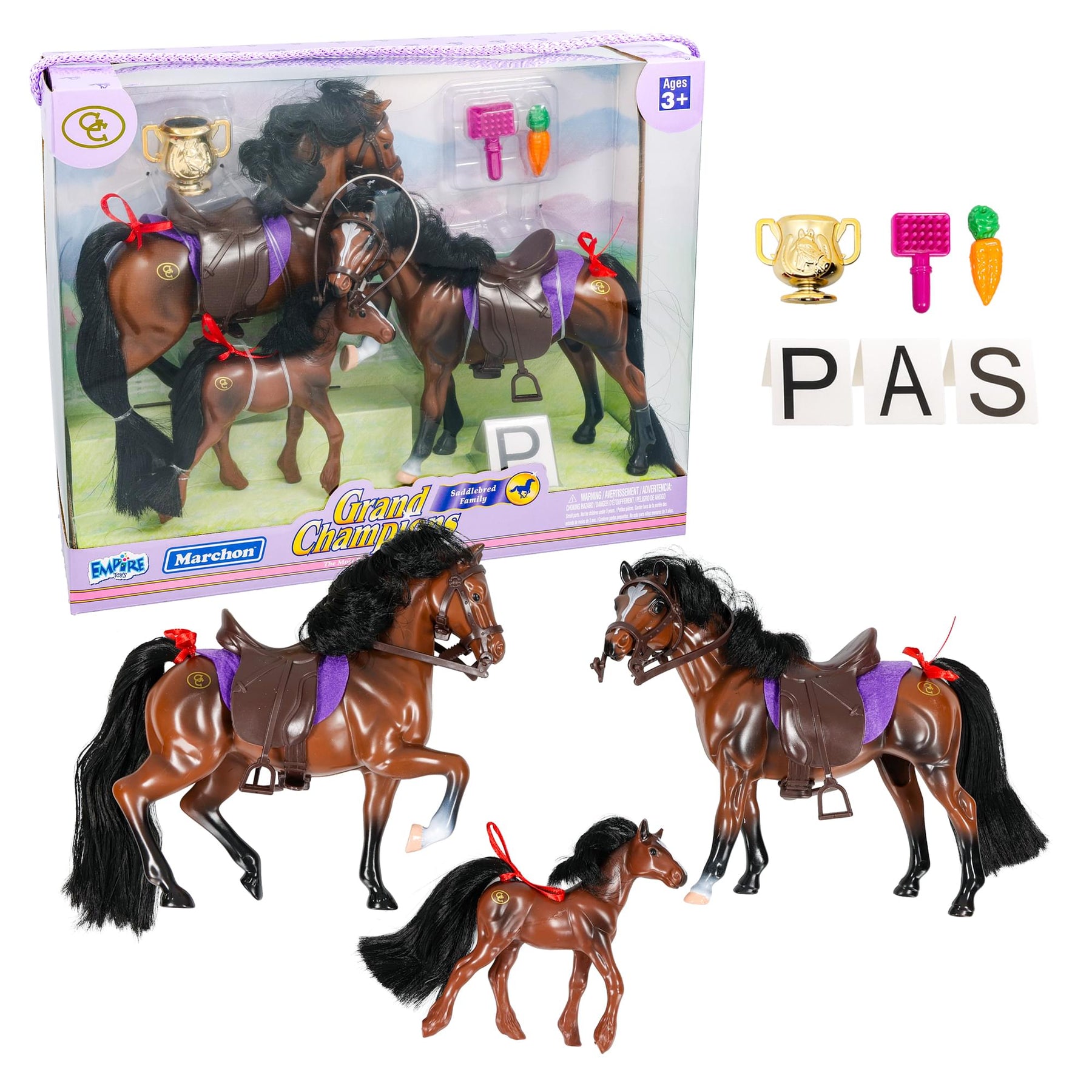 Grand Champions Saddlebred Family Horse Figure Set Of 3 | Dark Bay Saddlebred