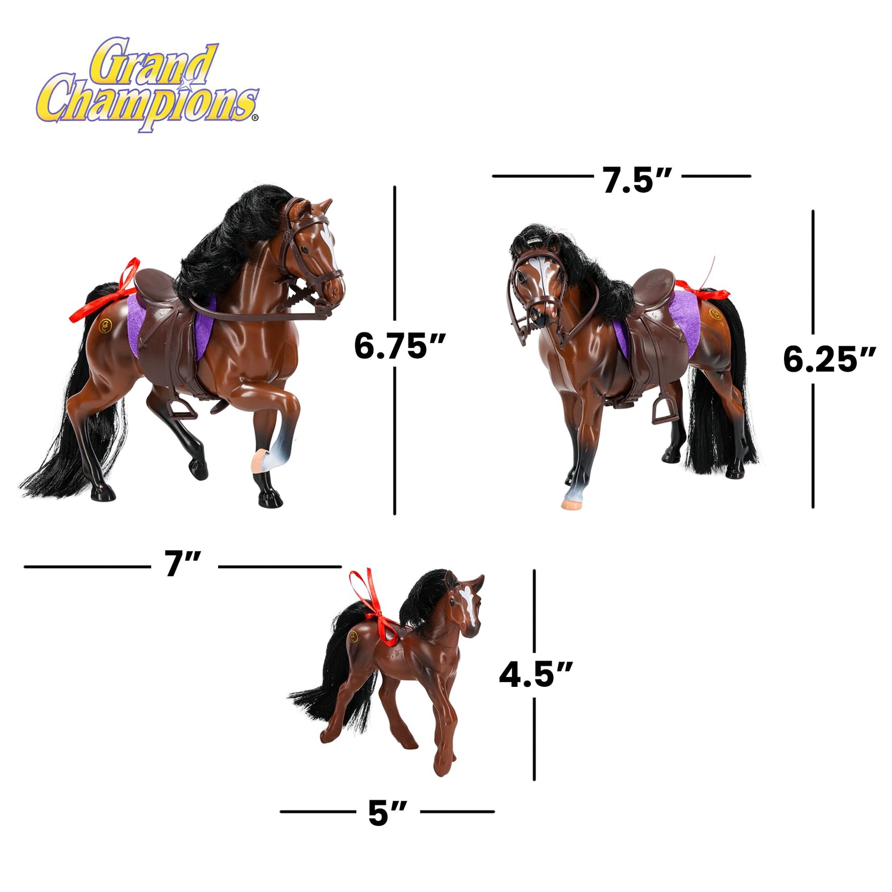 Grand Champions Saddlebred Family Horse Figure Set Of 3 | Dark Bay Saddlebred