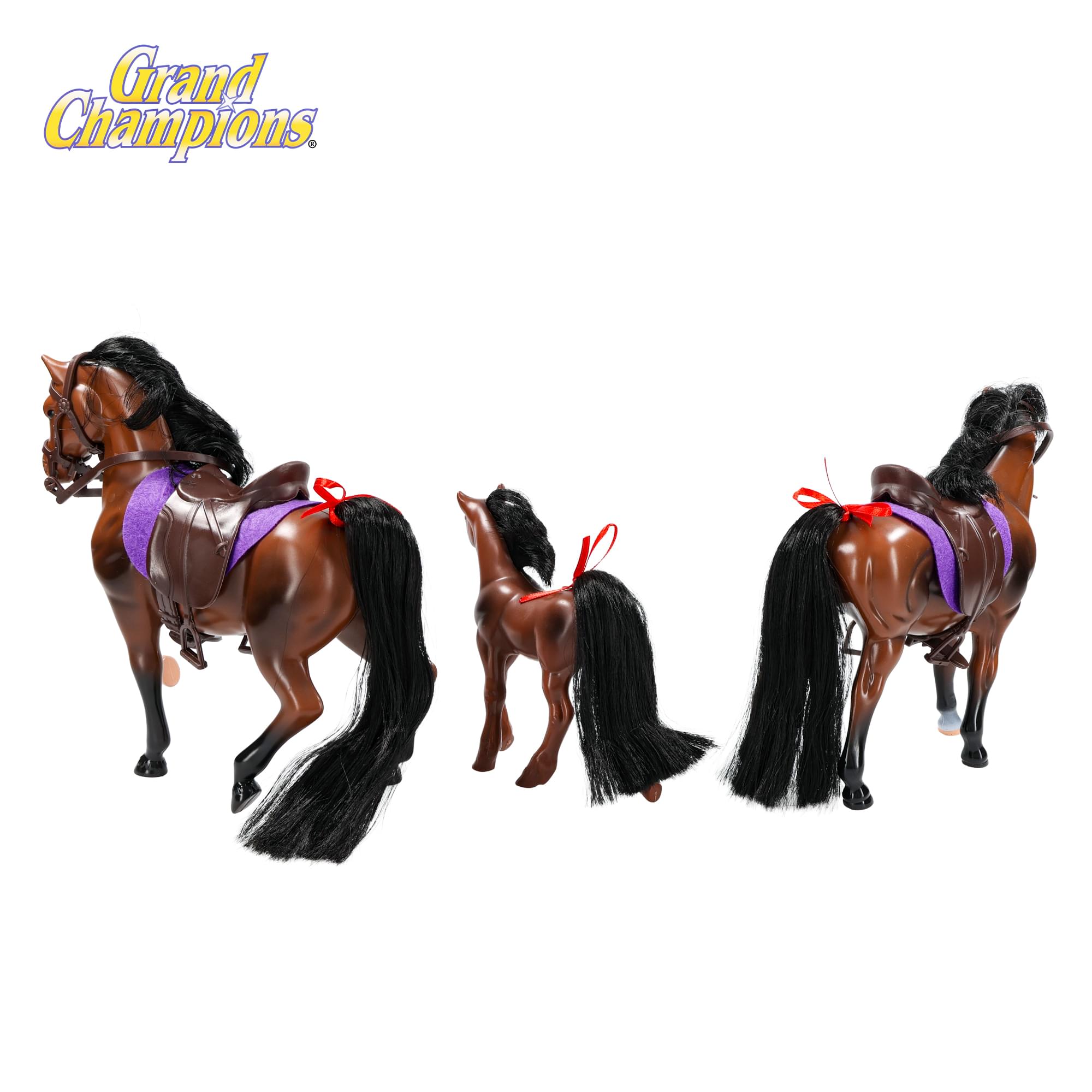 Grand Champions Saddlebred Family Horse Figure Set Of 3 | Dark Bay Saddlebred
