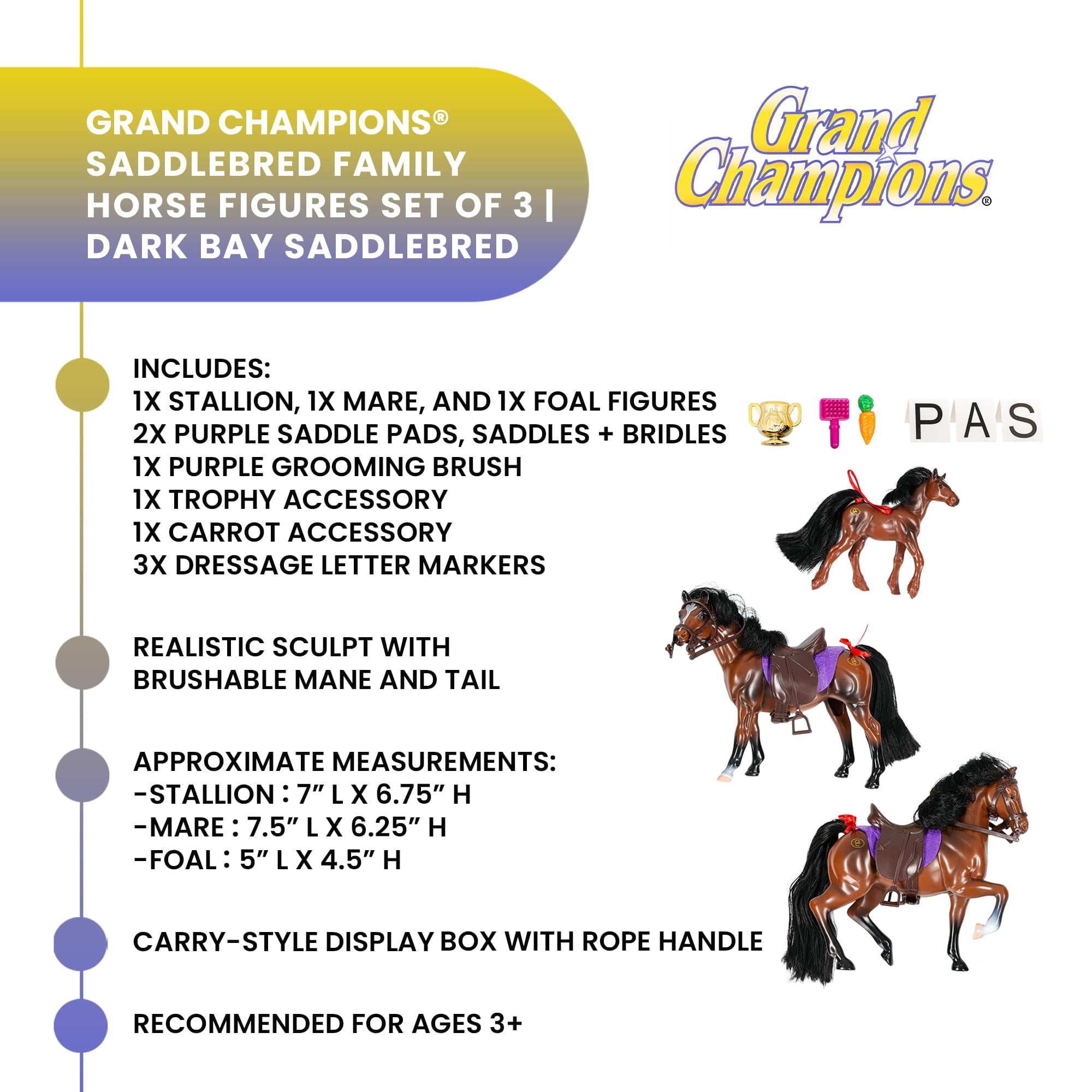 Grand Champions Saddlebred Family Horse Figure Set Of 3 | Dark Bay Saddlebred