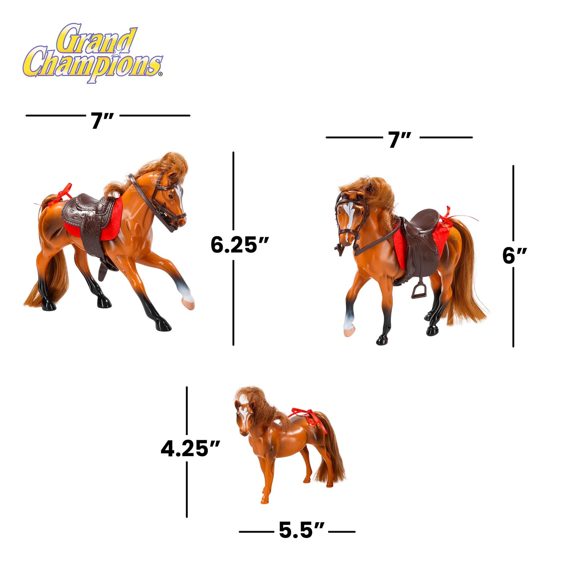 Grand Champions Saddlebred Family Horse Figure Set Of 3 | Chestnut Saddlebred