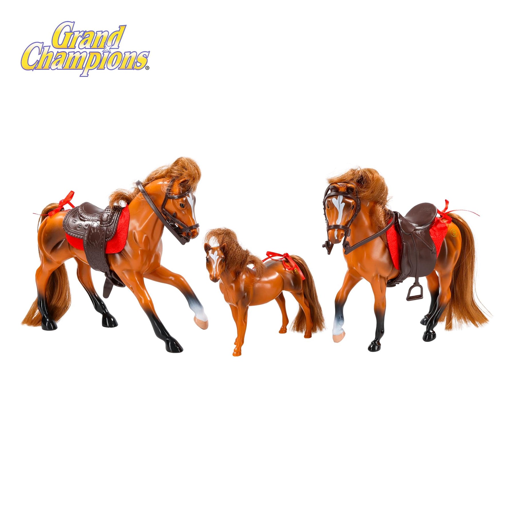 Grand Champions Saddlebred Family Horse Figure Set Of 3 | Chestnut Saddlebred