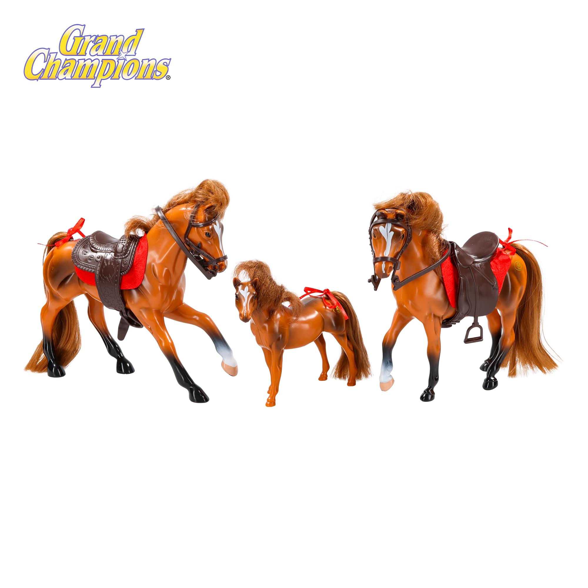 Grand Champions Saddlebred Family Horse Figure Set Of 3 | Chestnut Saddlebred