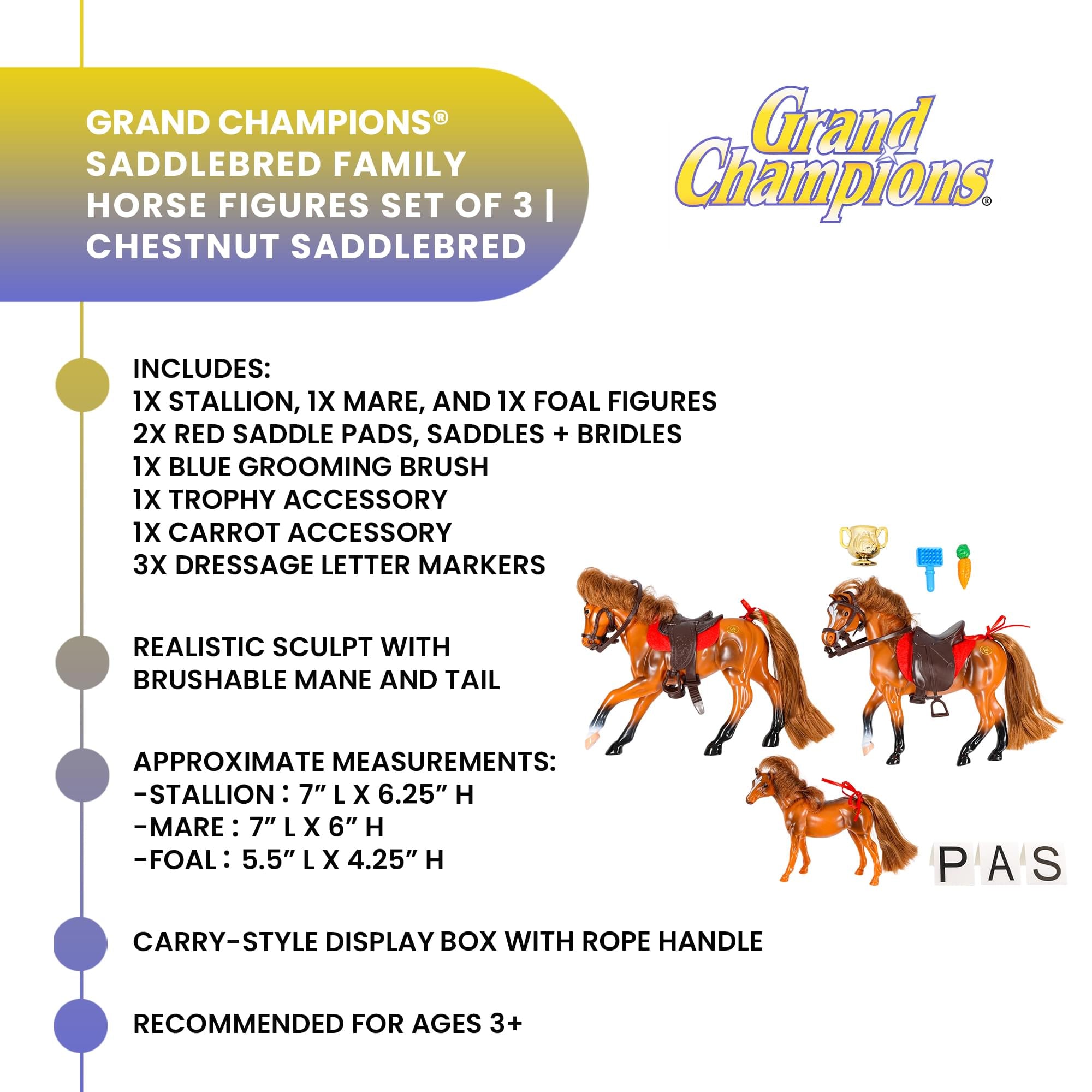 Grand Champions Saddlebred Family Horse Figure Set Of 3 | Chestnut Saddlebred