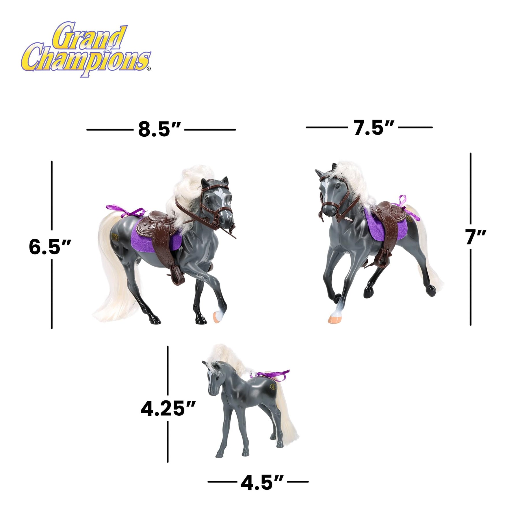 Grand Champions Saddlebred Family Horse Figure Set Of 3 | Grey Saddlebred