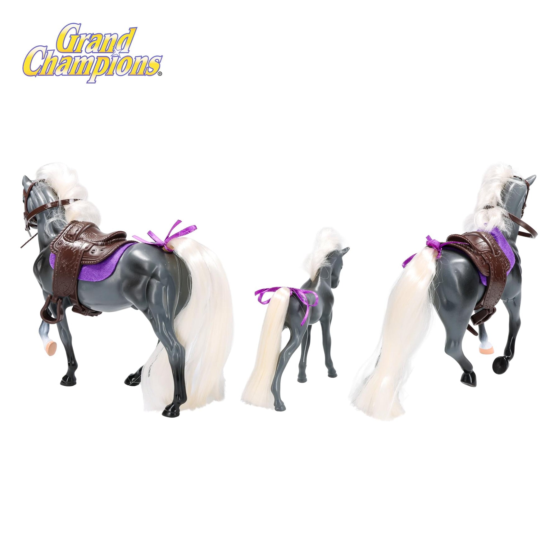 Grand Champions Saddlebred Family Horse Figure Set Of 3 | Grey Saddlebred