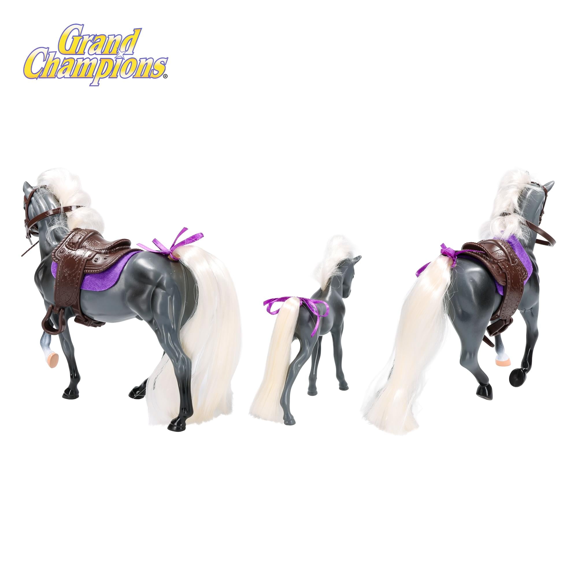 Grand Champions Saddlebred Family Horse Figure Set Of 3 | Grey Saddlebred