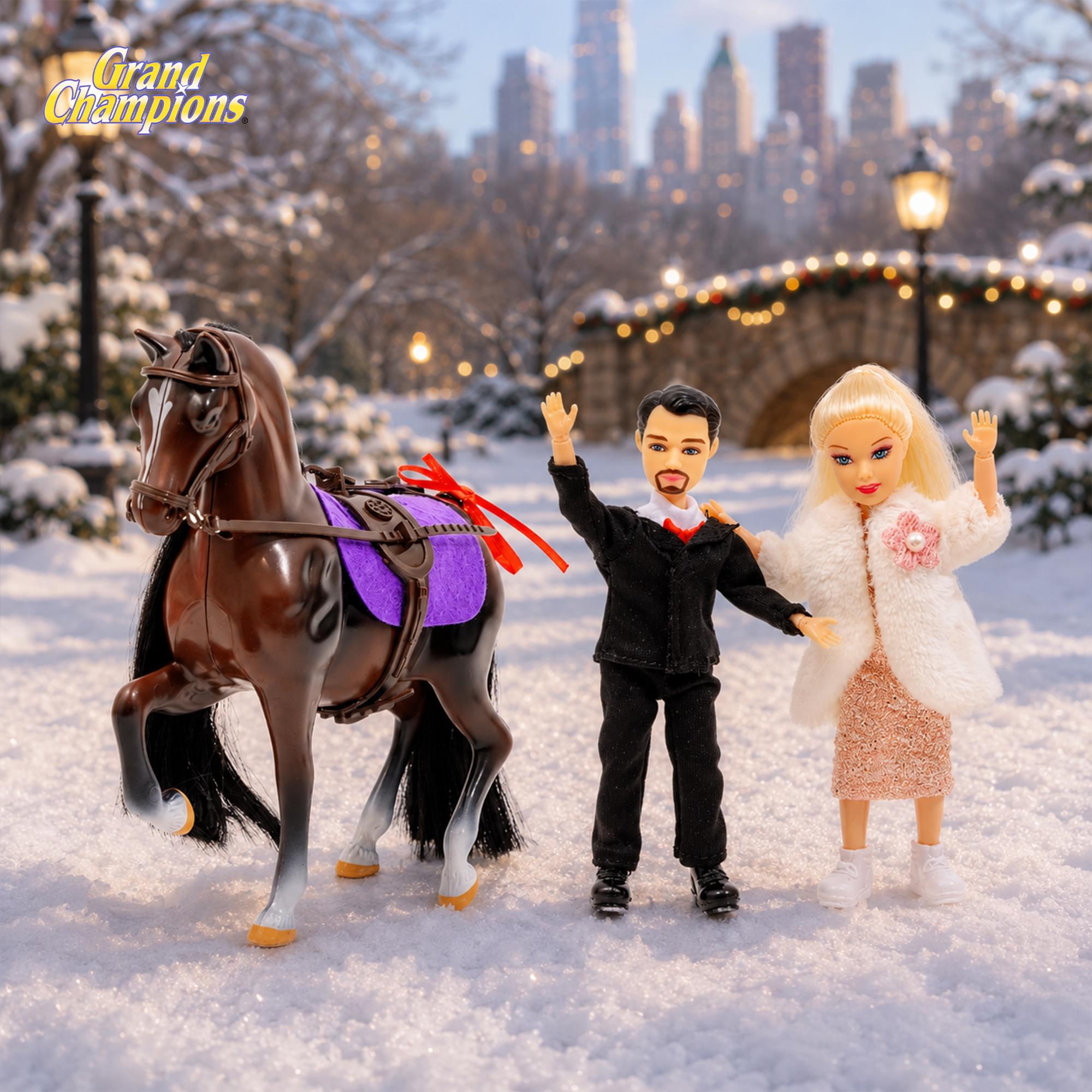 Grand Champions Winter Wonderland Dolls and Horse Playset