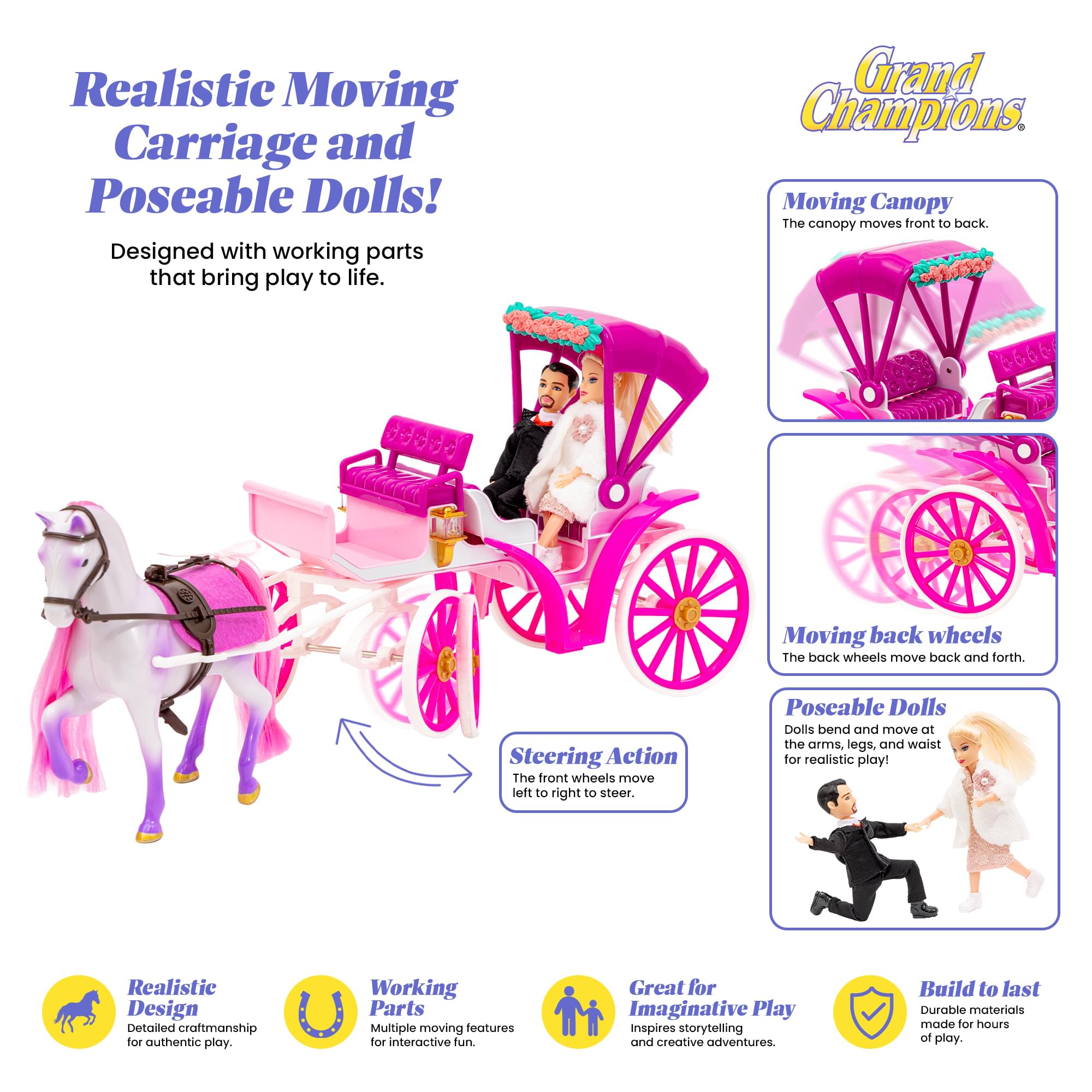 Grand Champions Enchanted Kingdom Fantasy Chariot Dolls and Horse Playset