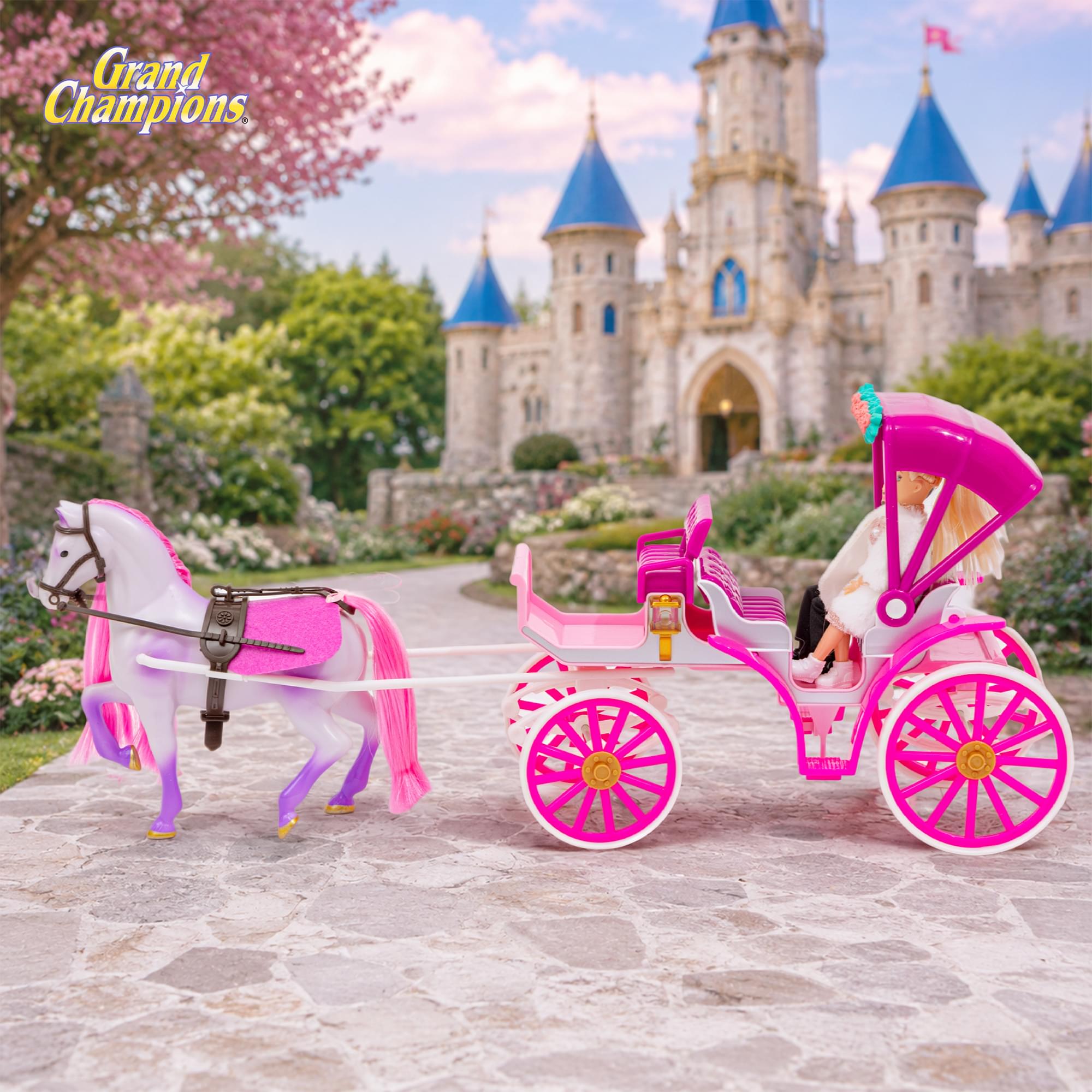 Grand Champions Enchanted Kingdom Fantasy Chariot Dolls and Horse Playset