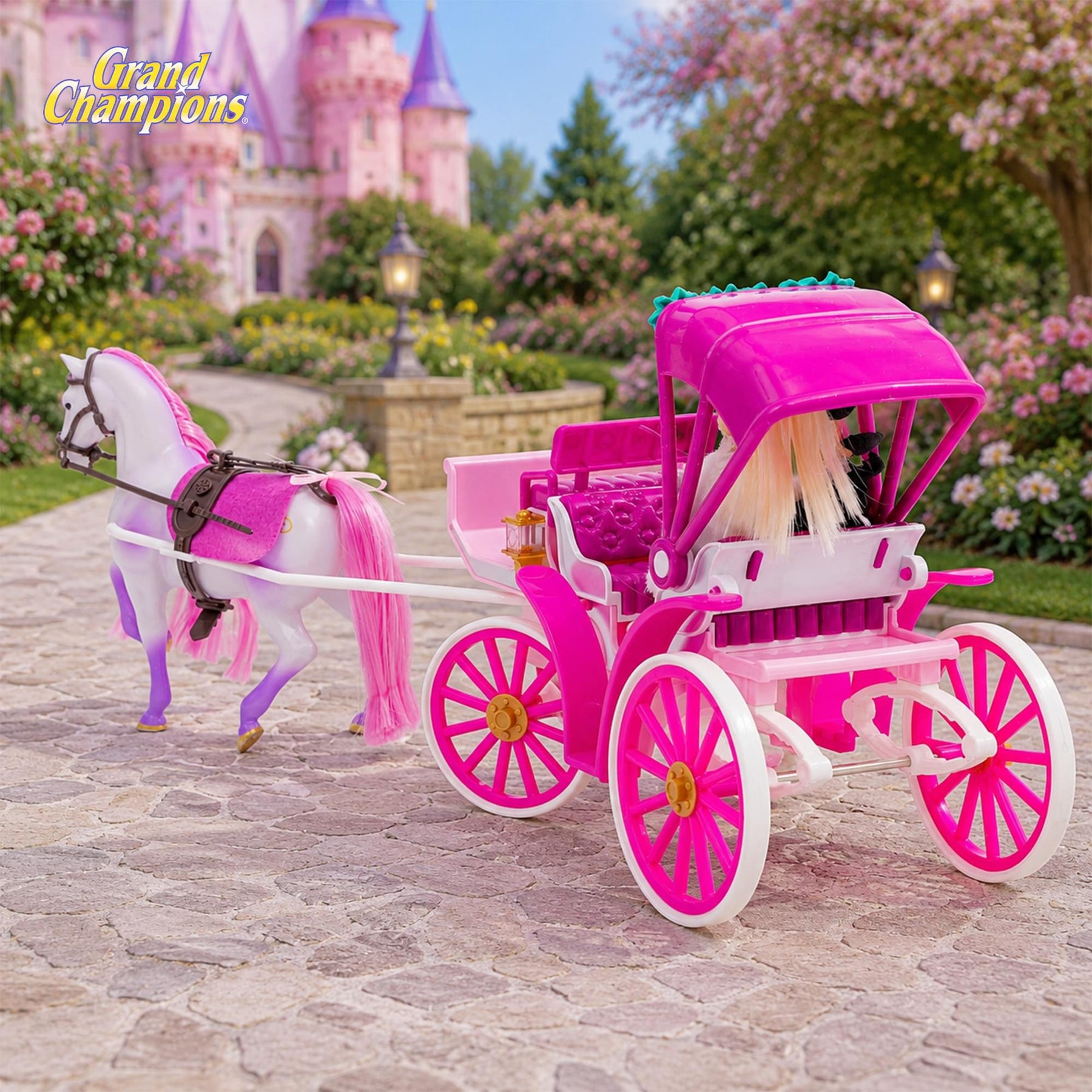 Grand Champions Enchanted Kingdom Fantasy Chariot Dolls and Horse Playset
