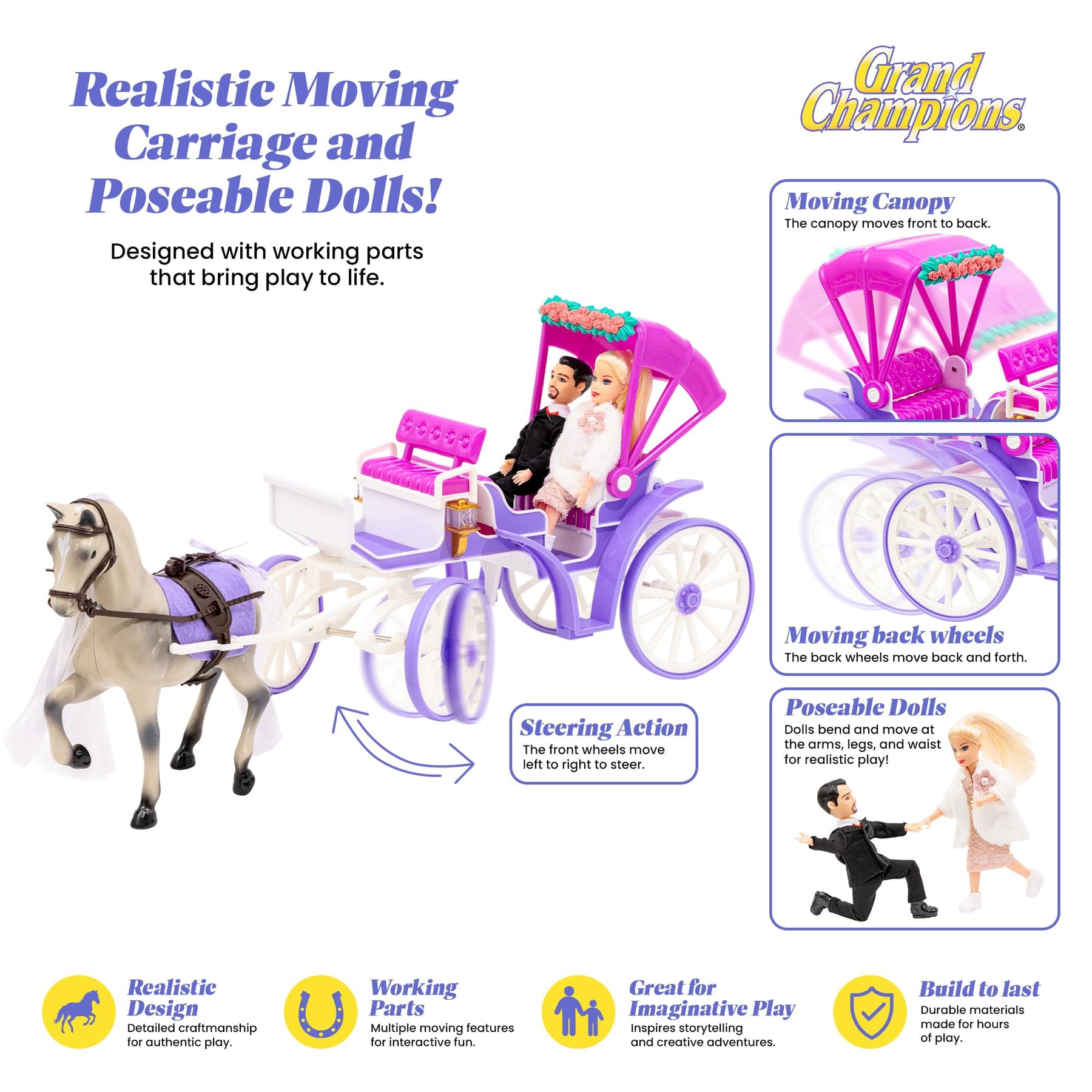 Grand Champions Spring Carriage Ride Dolls and Horse Playset