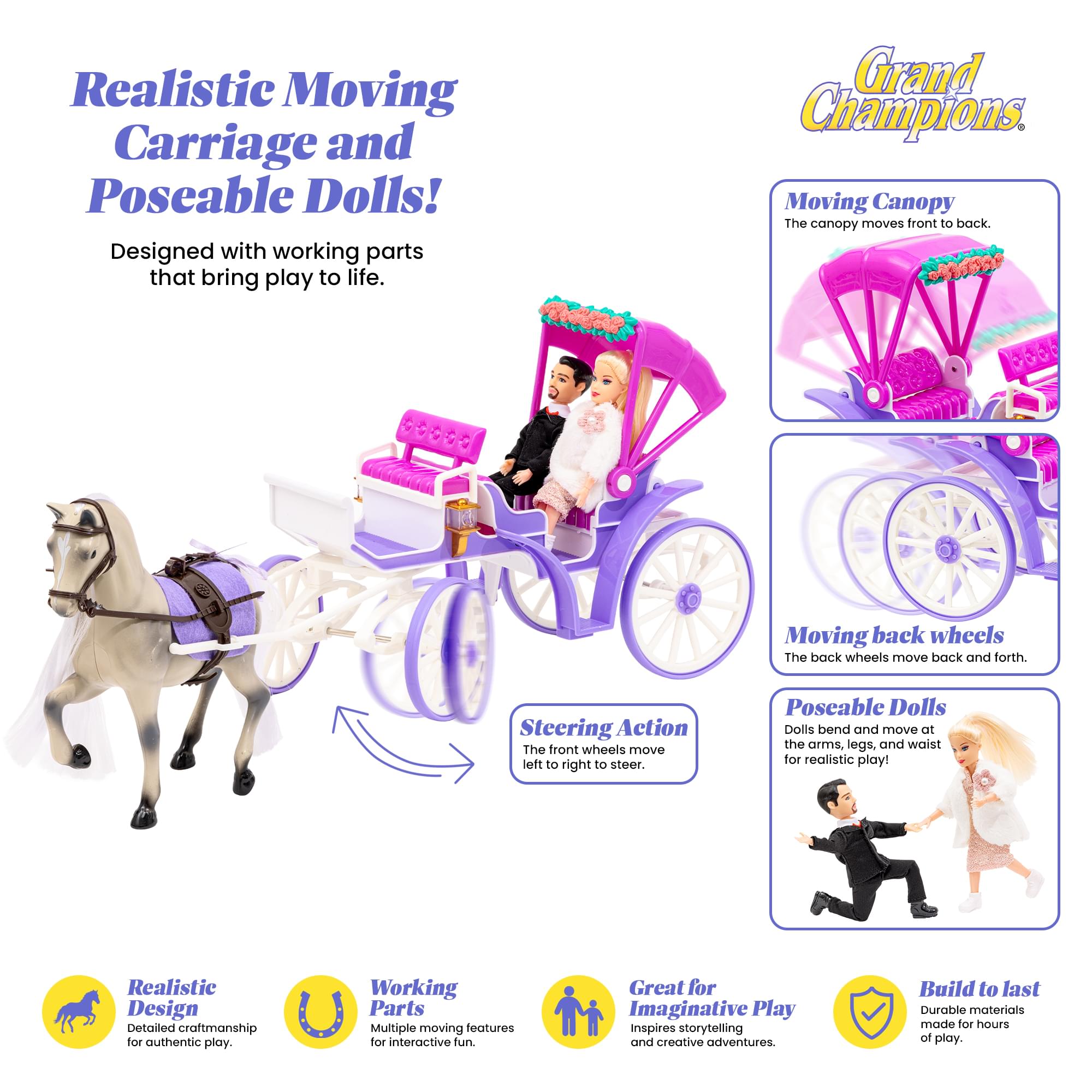 Grand Champions Spring Carriage Ride Dolls and Horse Playset