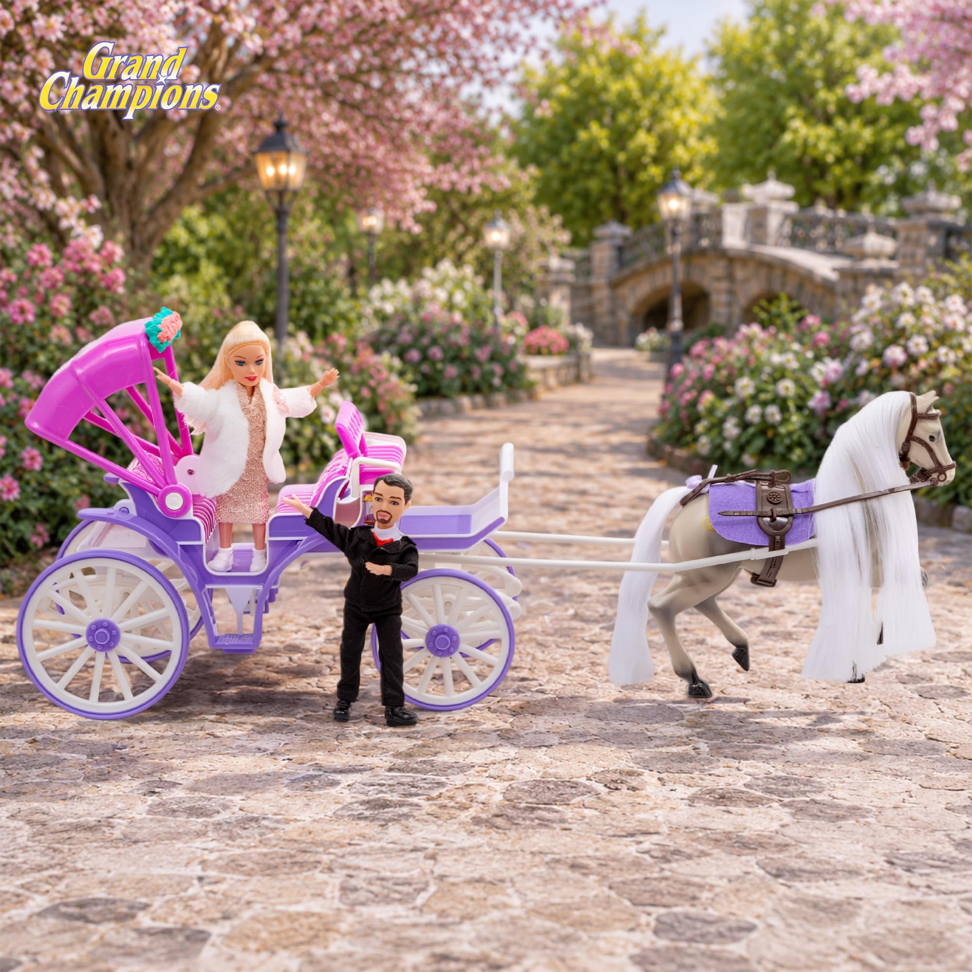 Grand Champions Spring Carriage Ride Dolls and Horse Playset