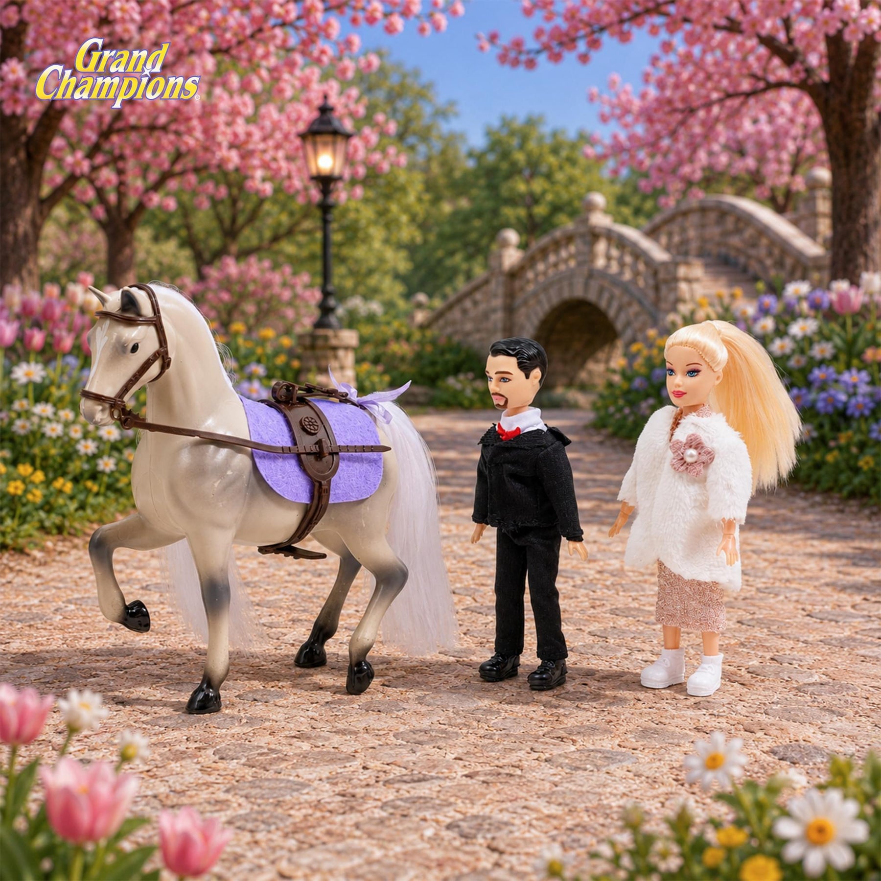 Grand Champions Spring Carriage Ride Dolls and Horse Playset