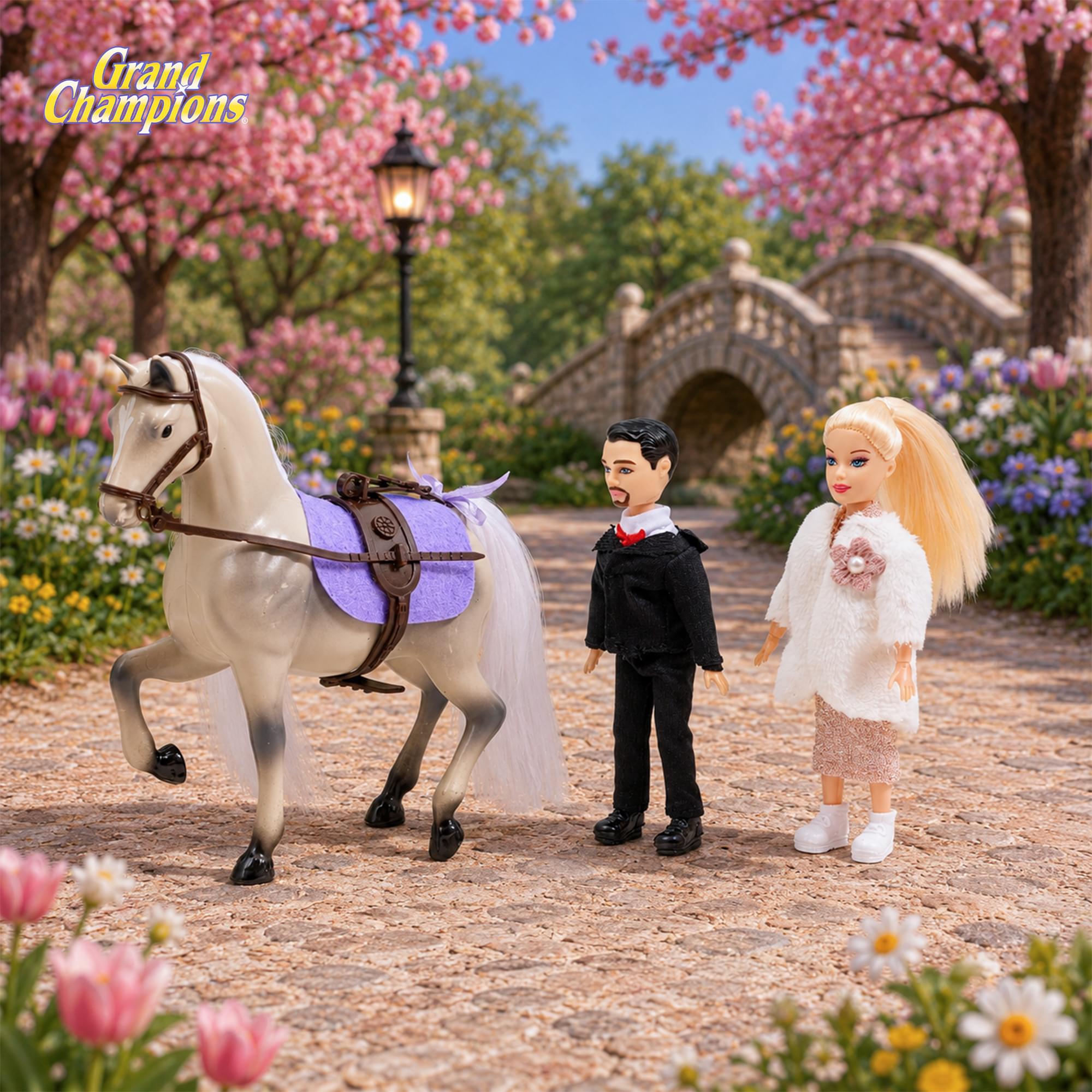 Grand Champions Spring Carriage Ride Dolls and Horse Playset